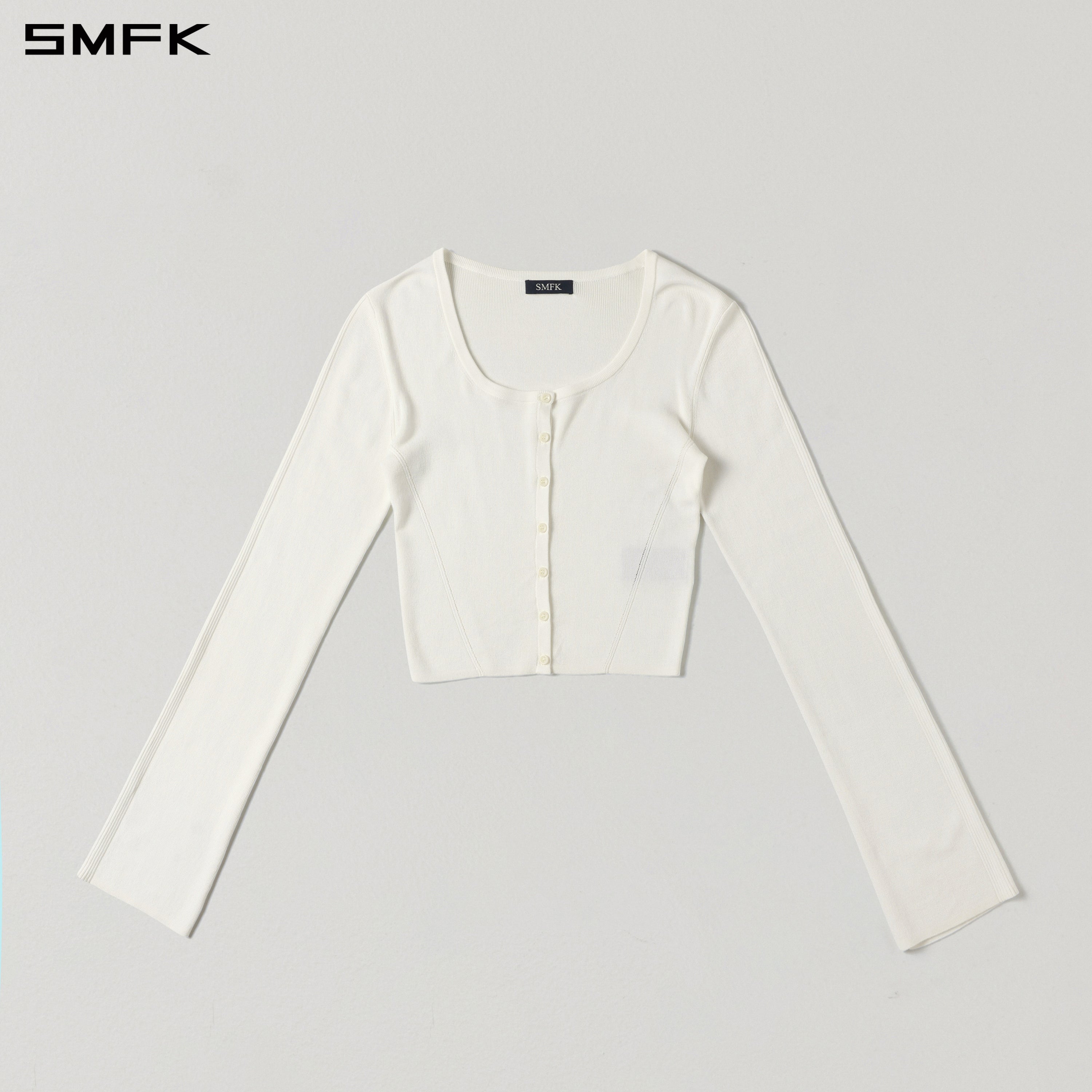 MYTH SEER SLIM KNIT CARDIGAN/TENCEL+SILK CLOUD WHITE