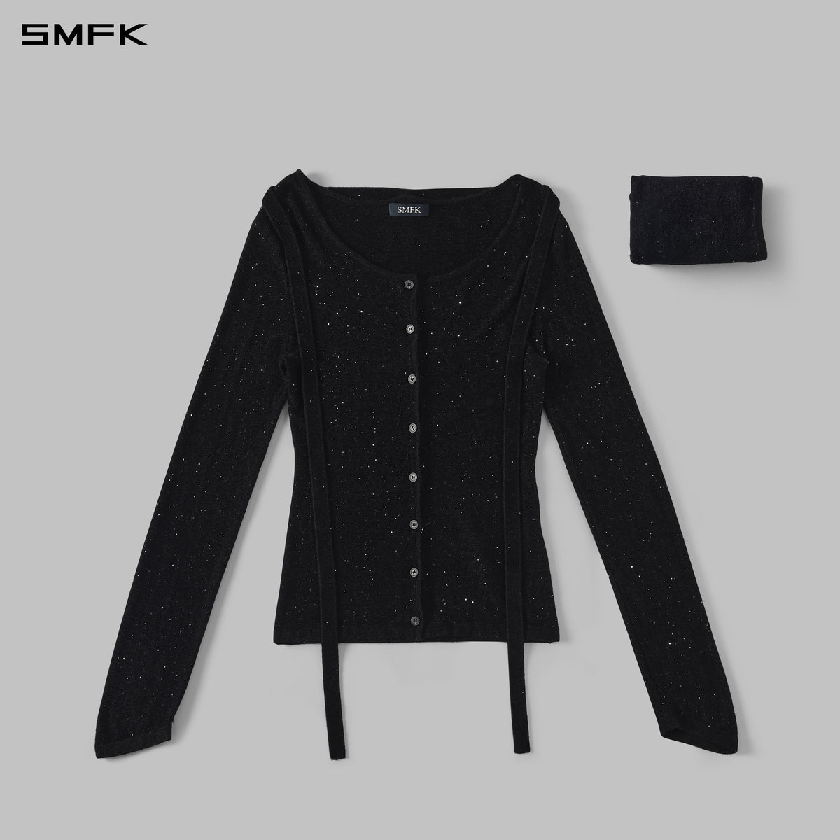 MYTH AEOLUS CLOAK KNIT CARDIGAN/STARRY VELVET GALAXY BLACK