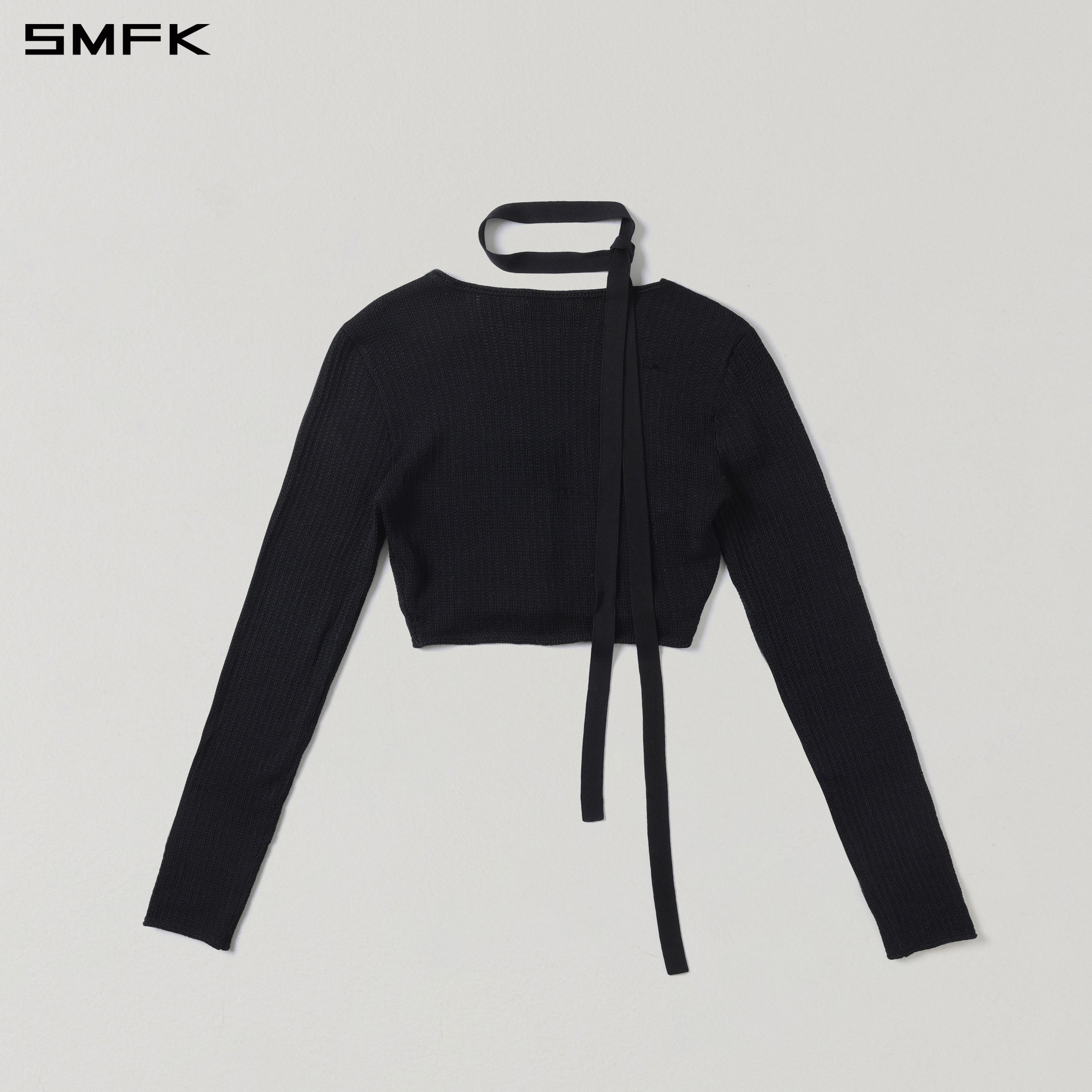 MYTH SIREN SHORT KNIT CARDIGAN/TENCEL+SILK WILD BLACK