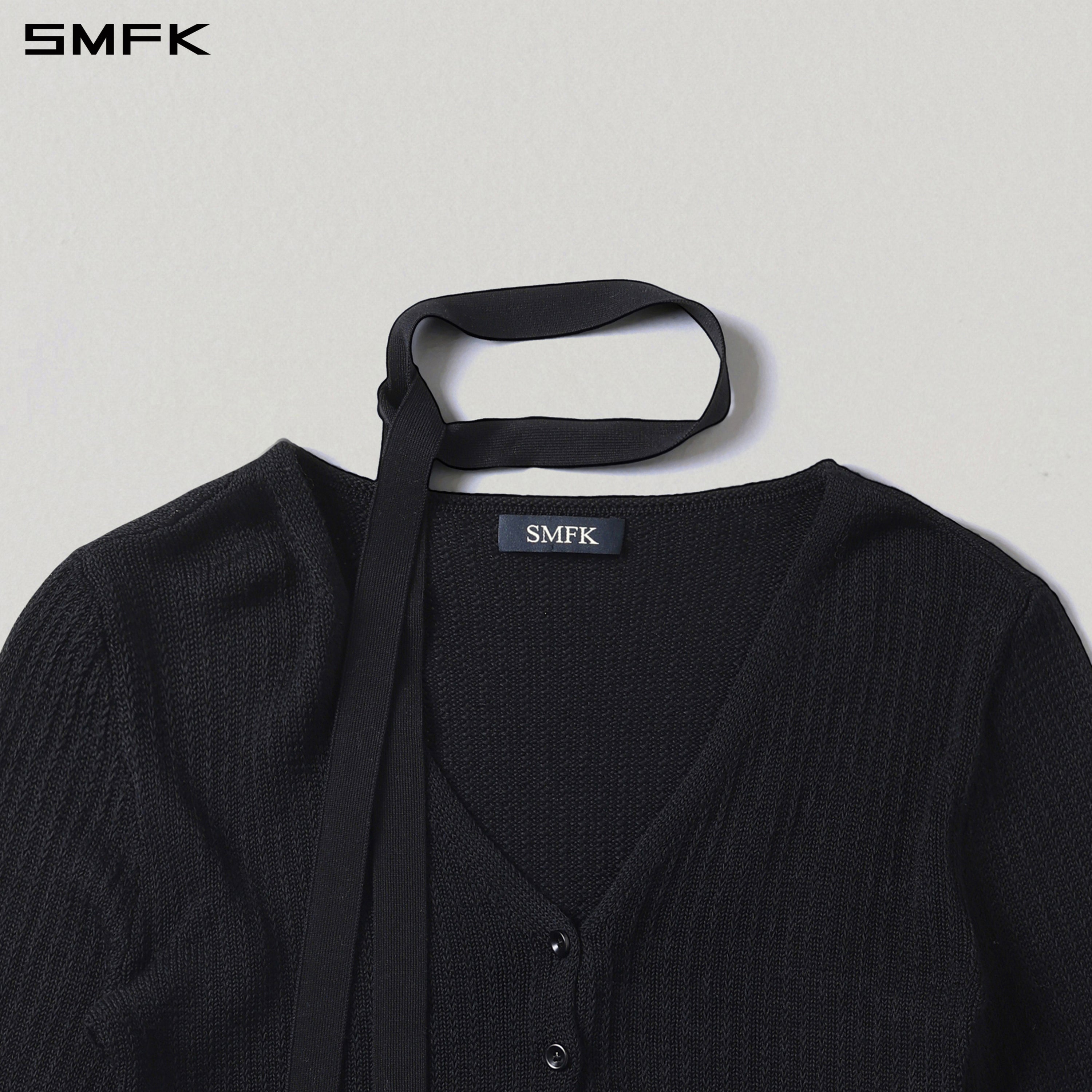 MYTH SIREN SHORT KNIT CARDIGAN/TENCEL+SILK WILD BLACK