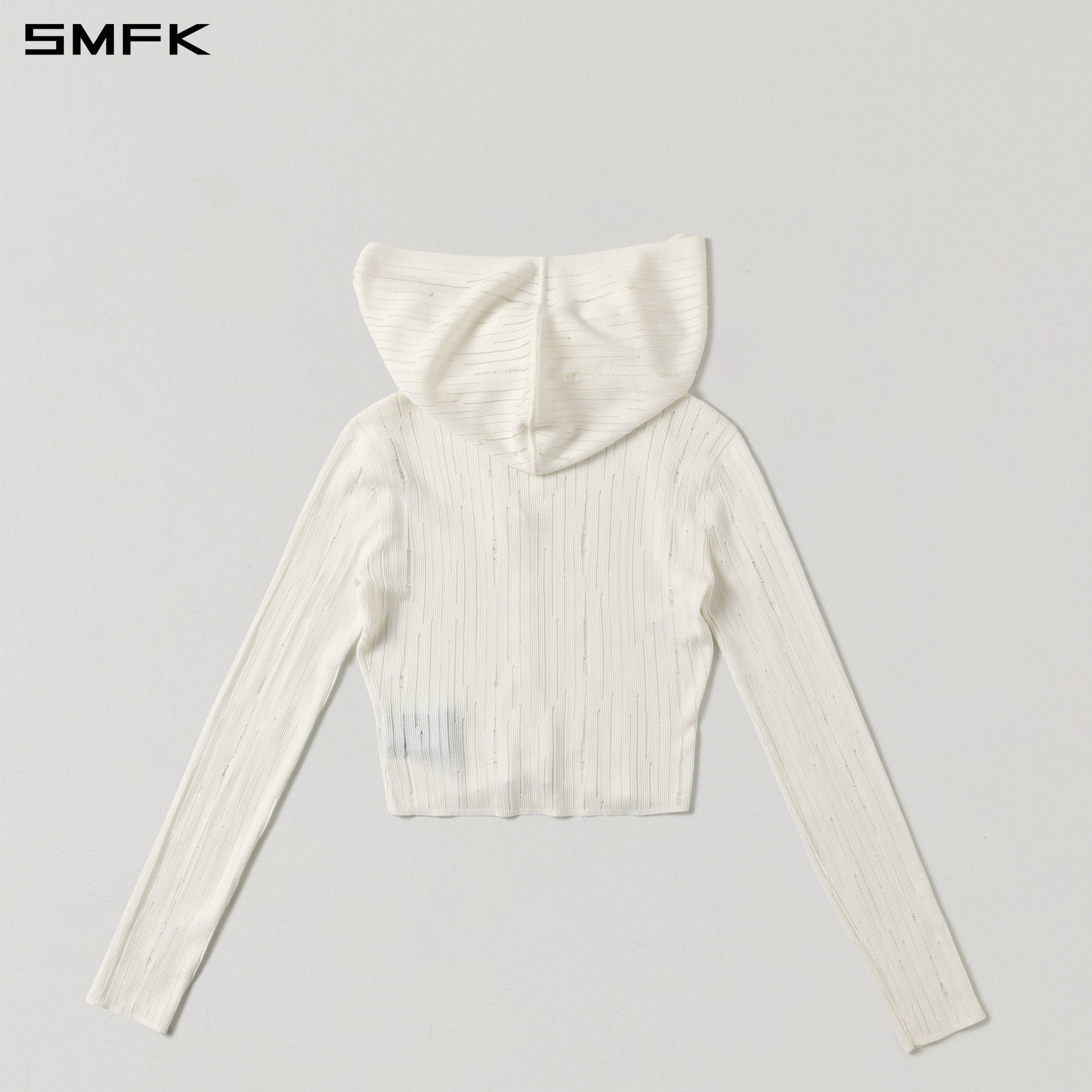 MIRAGE SIREN VISIONAL KNIT HOOD CARDIGAN/TENCEL+SILK CLOUD WHITE