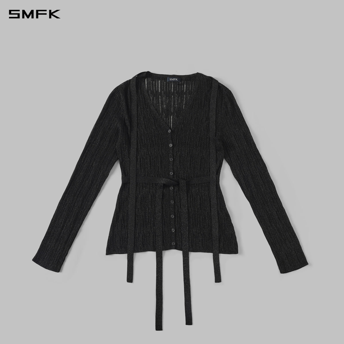 MYTH AEOLUS EVENING ROBE KNIT CARDIGAN/LS-COTTON+NYLON AURORA BLACK