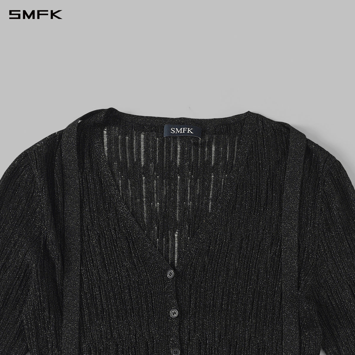 MYTH AEOLUS EVENING ROBE KNIT CARDIGAN/LS-COTTON+NYLON AURORA BLACK