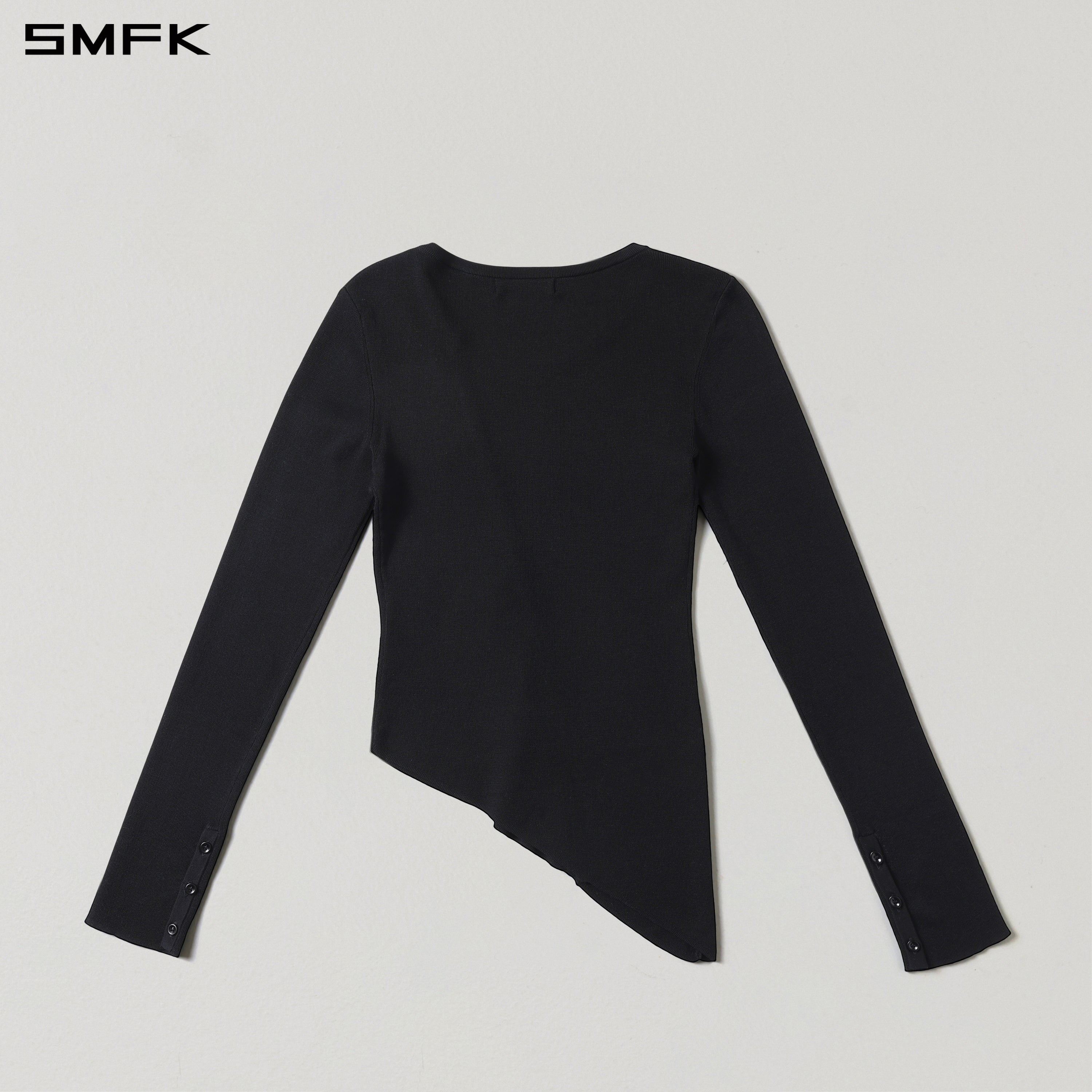 MYTH AEOLUS ASYMMETRY SLIM KNIT CARDIGAN/TENCEL+SILK WILD BLACK