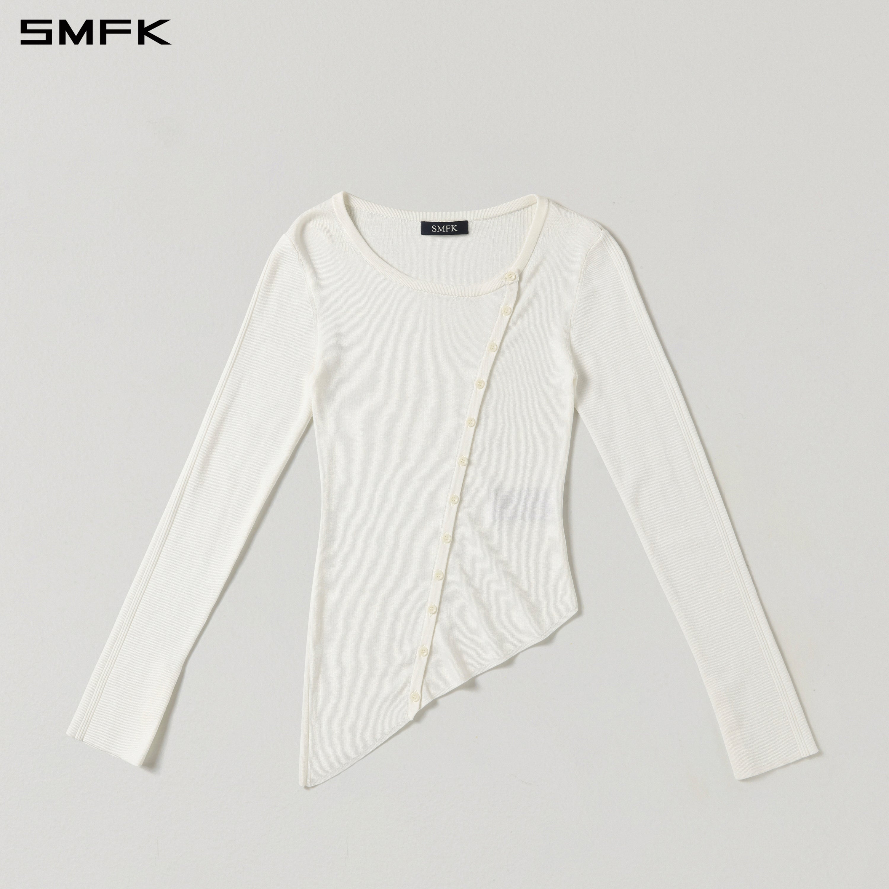 MYTH AEOLUS ASYMMETRY SLIM KNIT CARDIGAN/TENCEL+SILK CLOUD WHITE