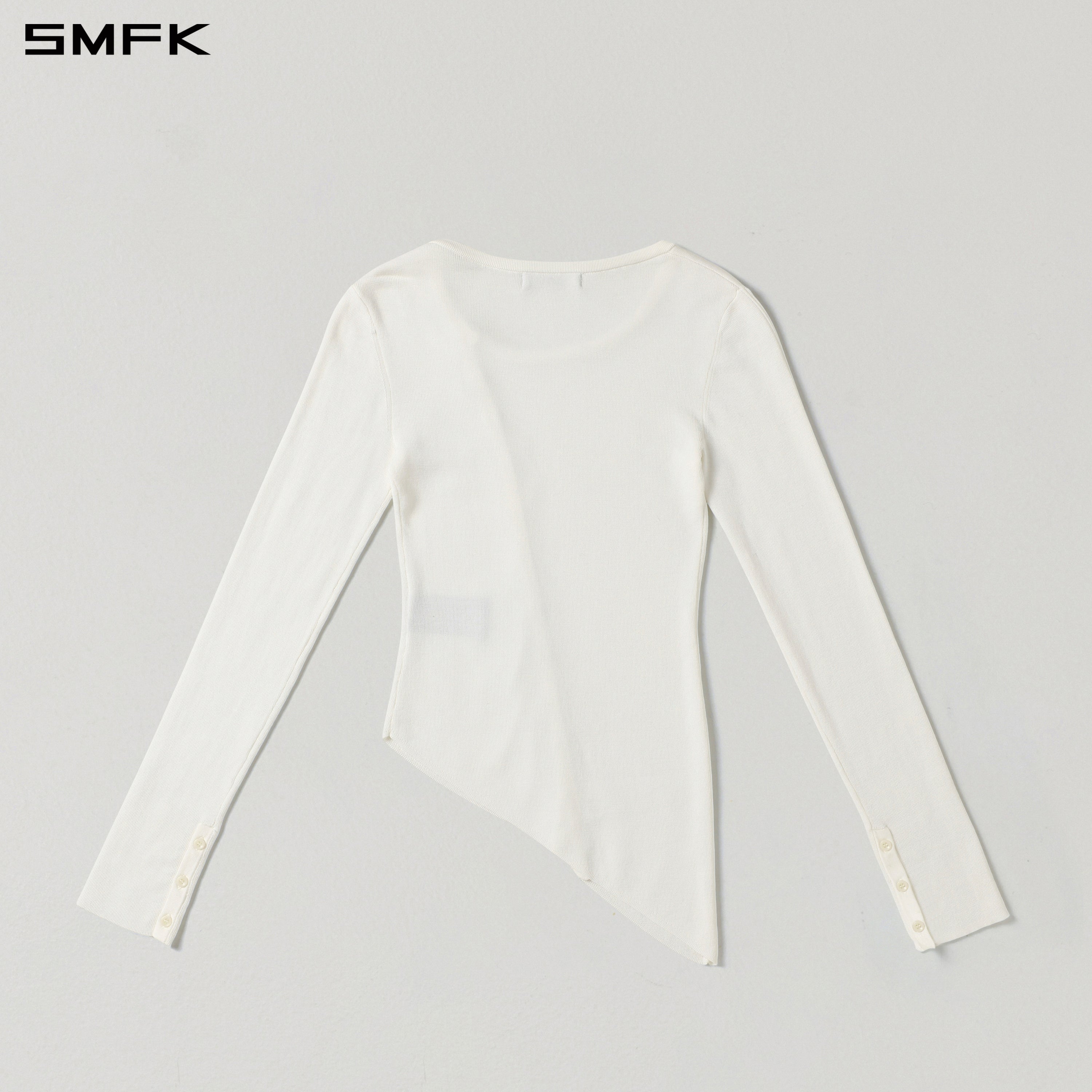 MYTH AEOLUS ASYMMETRY SLIM KNIT CARDIGAN/TENCEL+SILK CLOUD WHITE