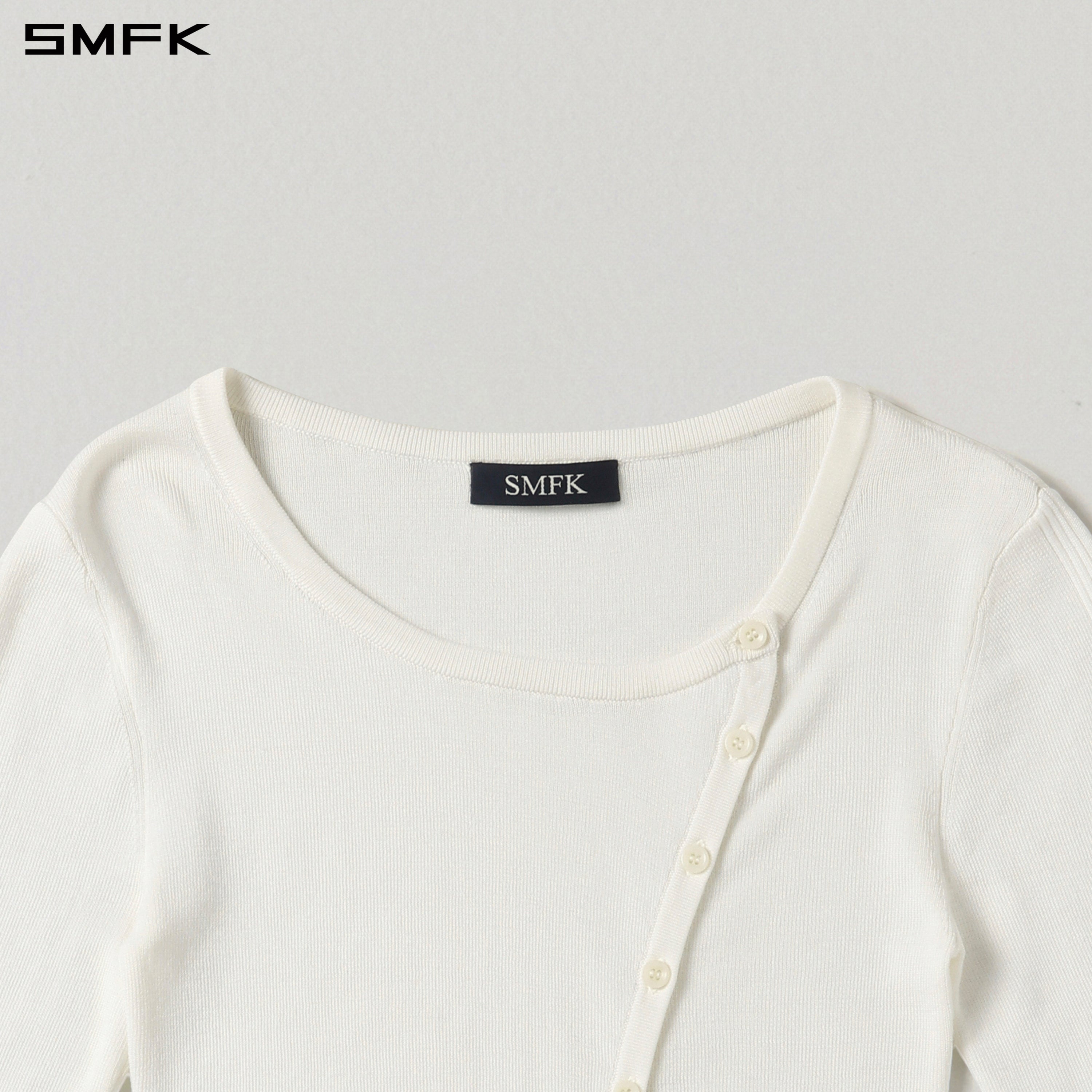 MYTH AEOLUS ASYMMETRY SLIM KNIT CARDIGAN/TENCEL+SILK CLOUD WHITE