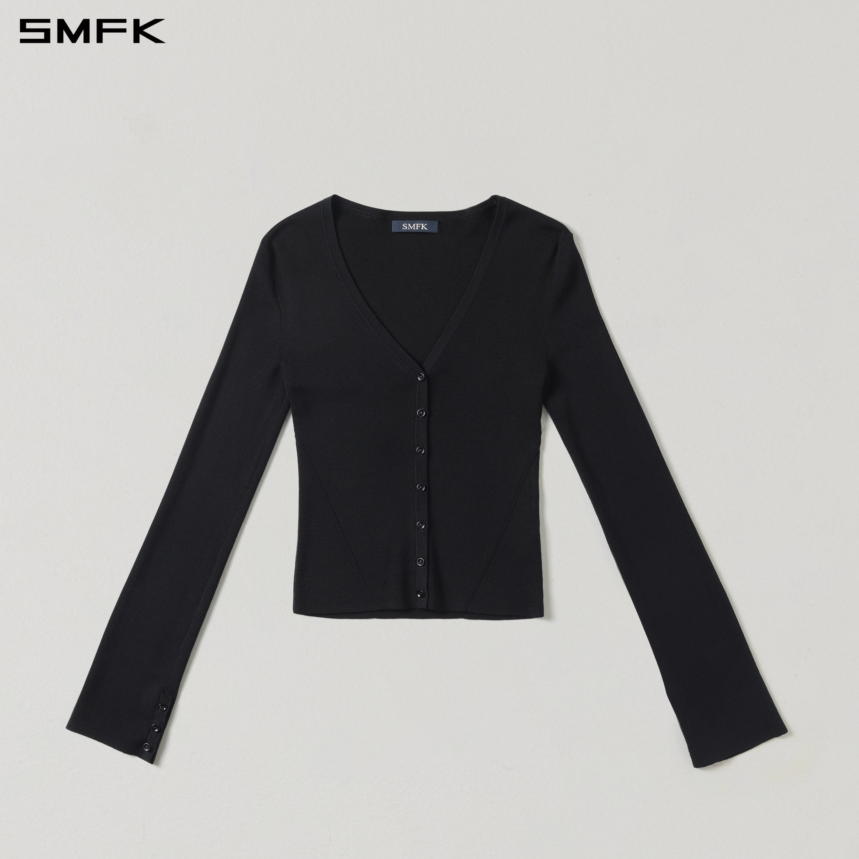 MYTH SIREN EVENING SLIM KNIT CARDIGAN/TENCEL+SILK WILD BLACK
