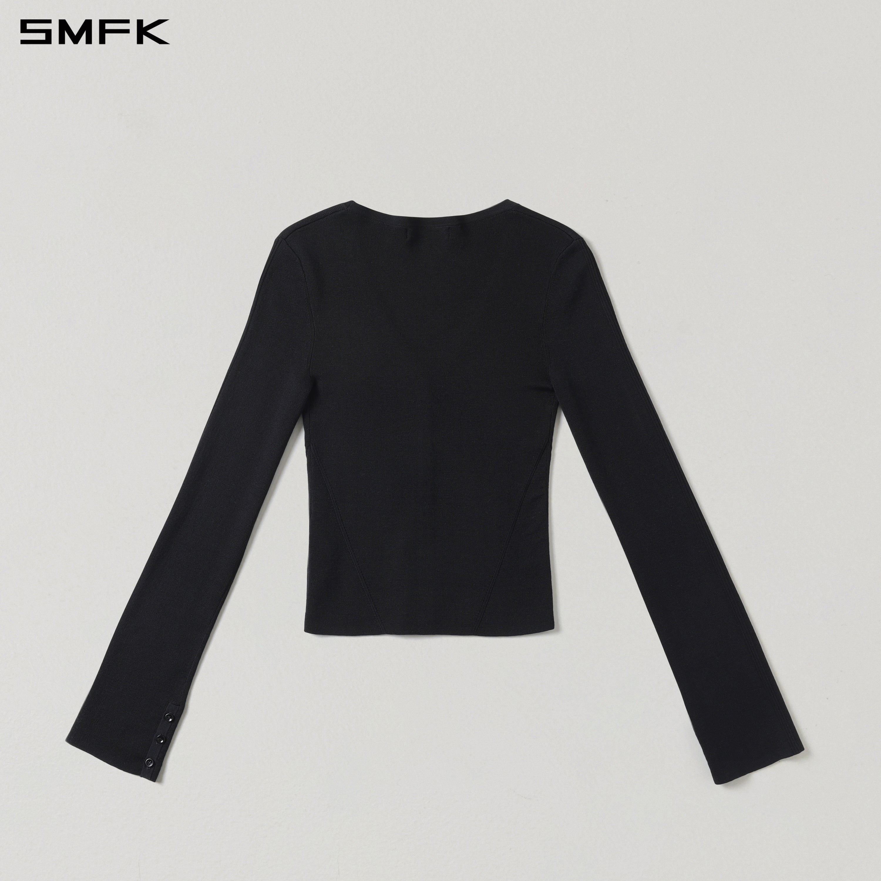 MYTH SIREN EVENING SLIM KNIT CARDIGAN/TENCEL+SILK WILD BLACK