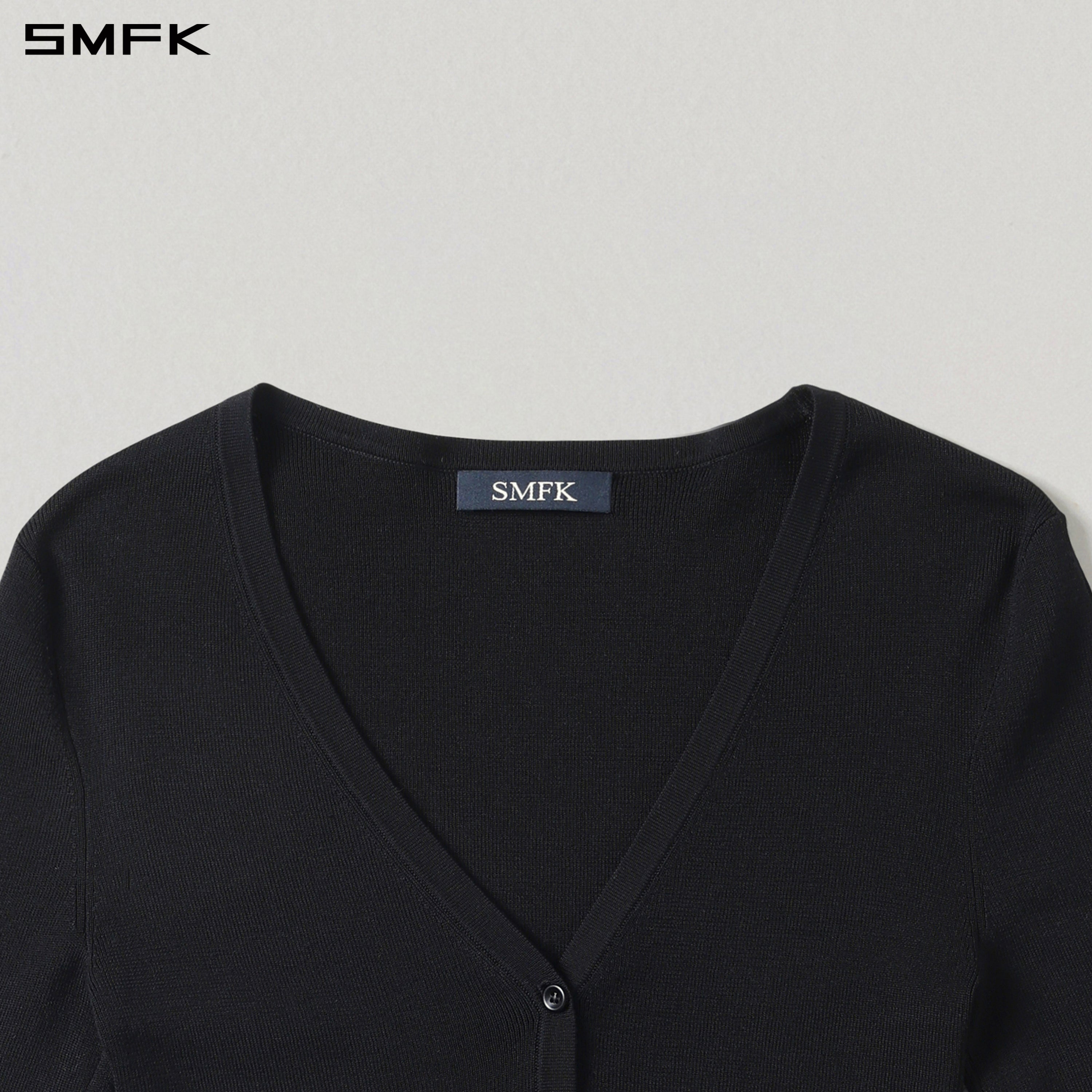 MYTH SIREN EVENING SLIM KNIT CARDIGAN/TENCEL+SILK WILD BLACK