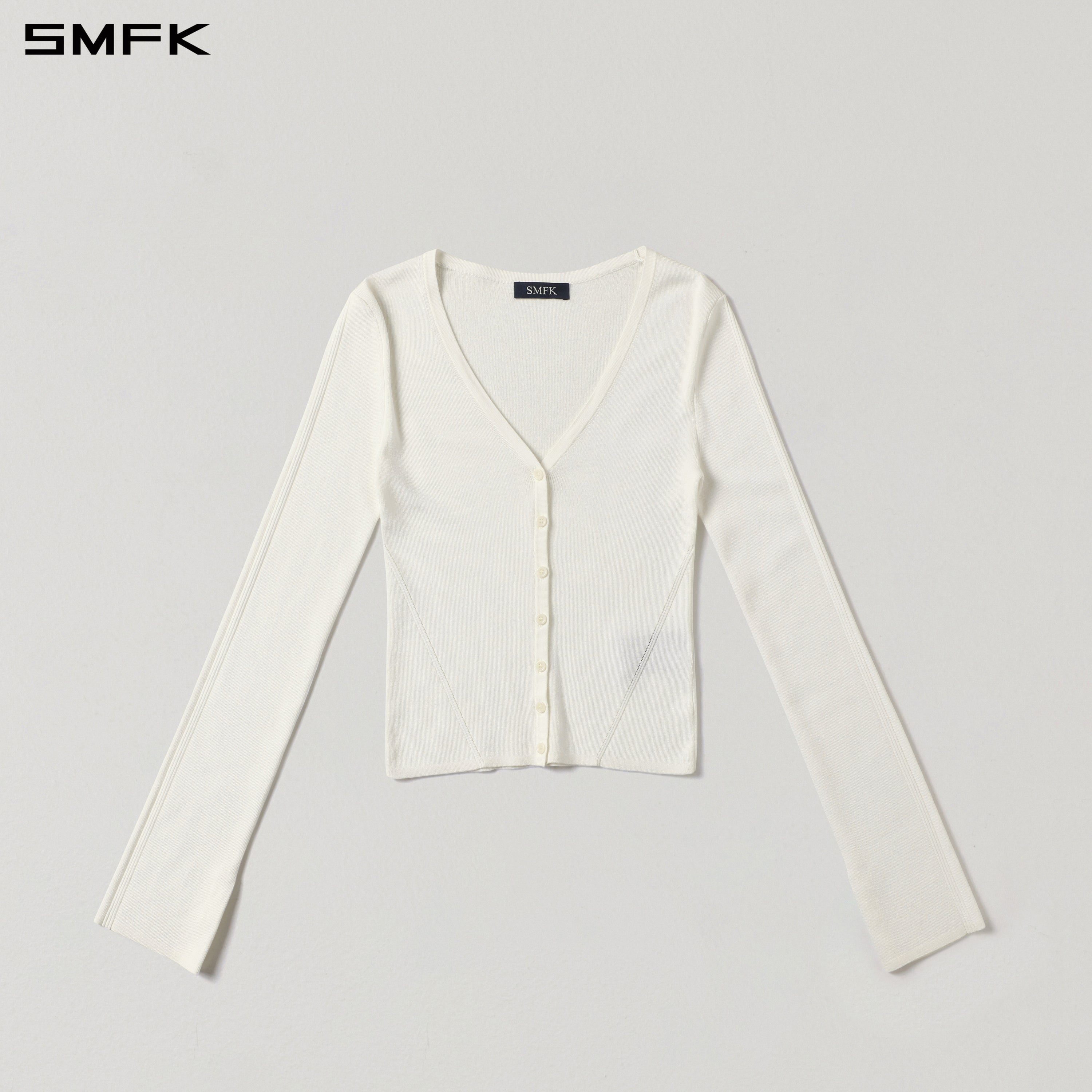 MYTH SIREN EVENING SLIM KNIT CARDIGAN/TENCEL+SILK CLOUD WHITE