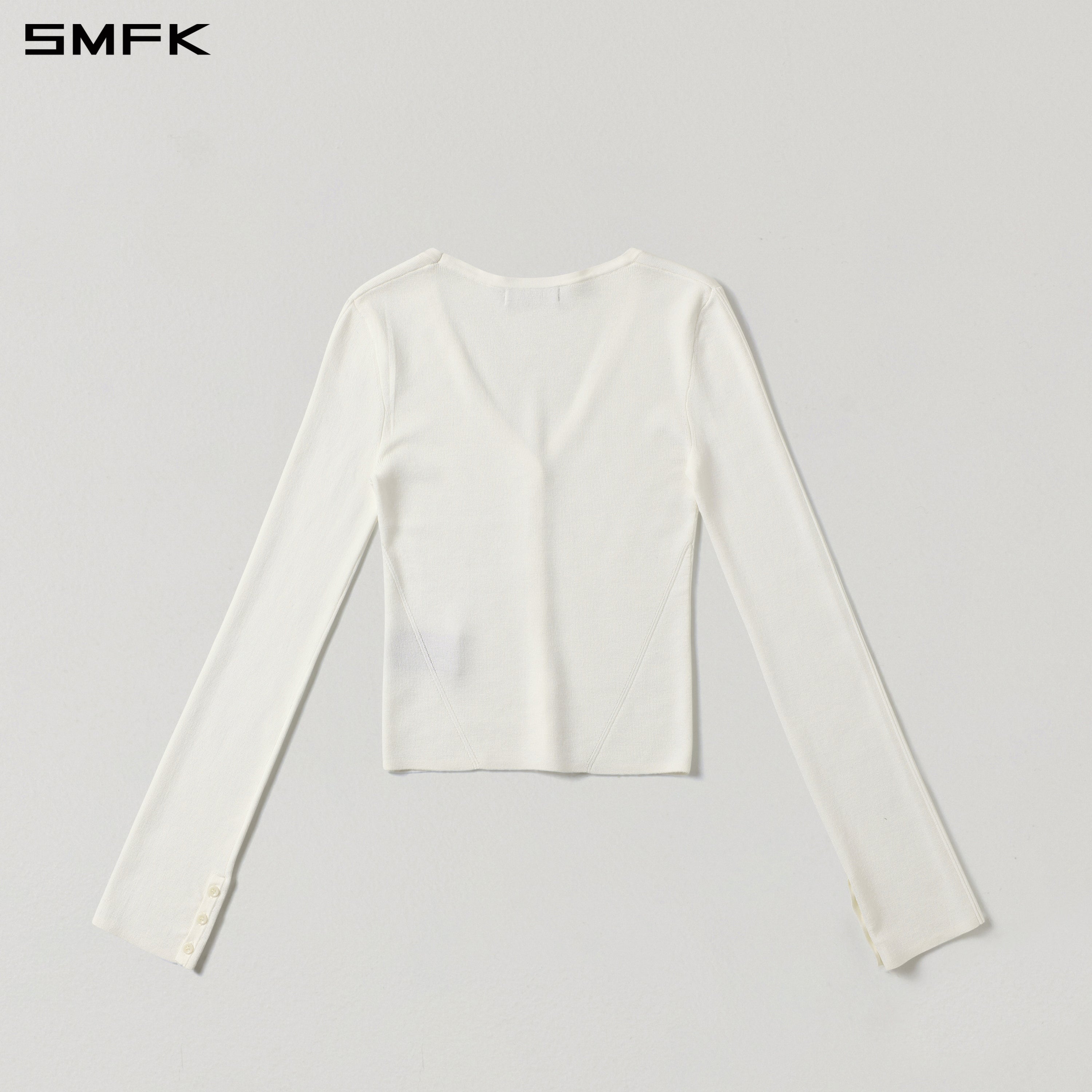MYTH SIREN EVENING SLIM KNIT CARDIGAN/TENCEL+SILK CLOUD WHITE