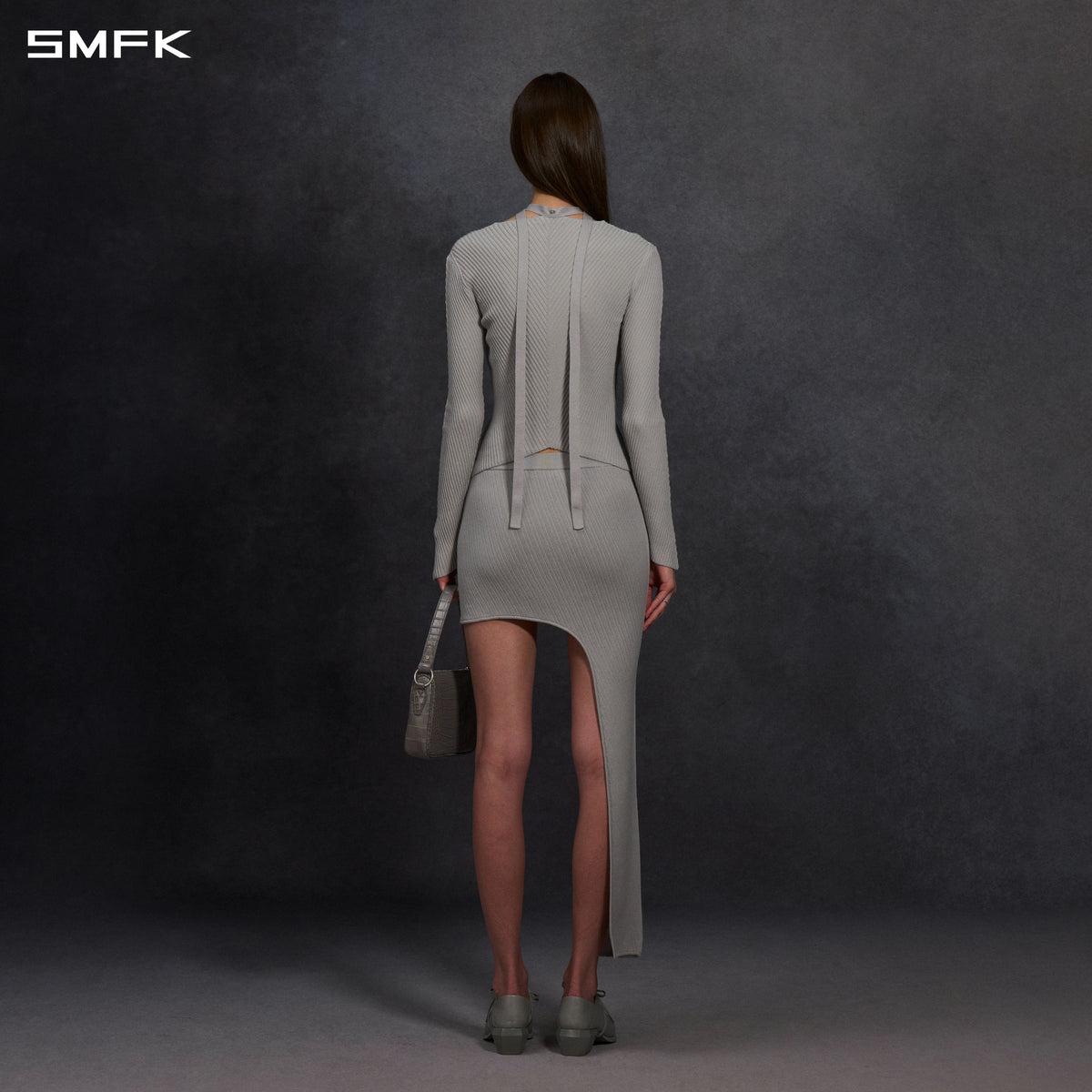 MYTH AEOLUS SYMMETRY EVENING KNIT CARDIGAN/LENZING TENCEL+SILK GLACIER GREY