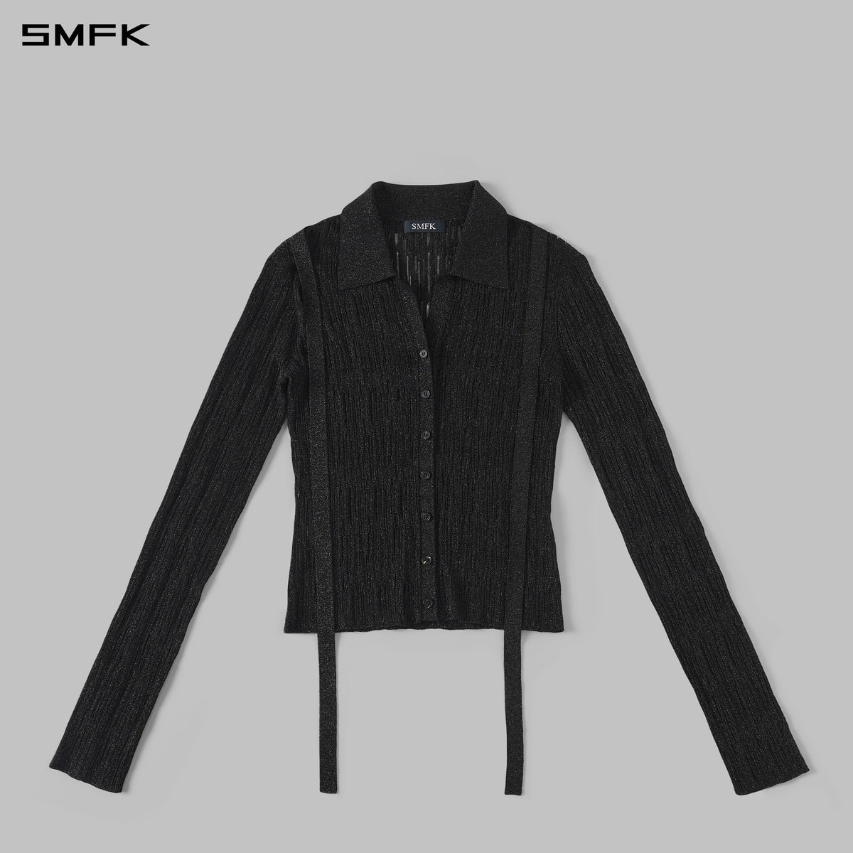 MYTH SIREN AURORA EVENING SLIM KNIT SHIRT/METALLIC YARN AURORA BLACK