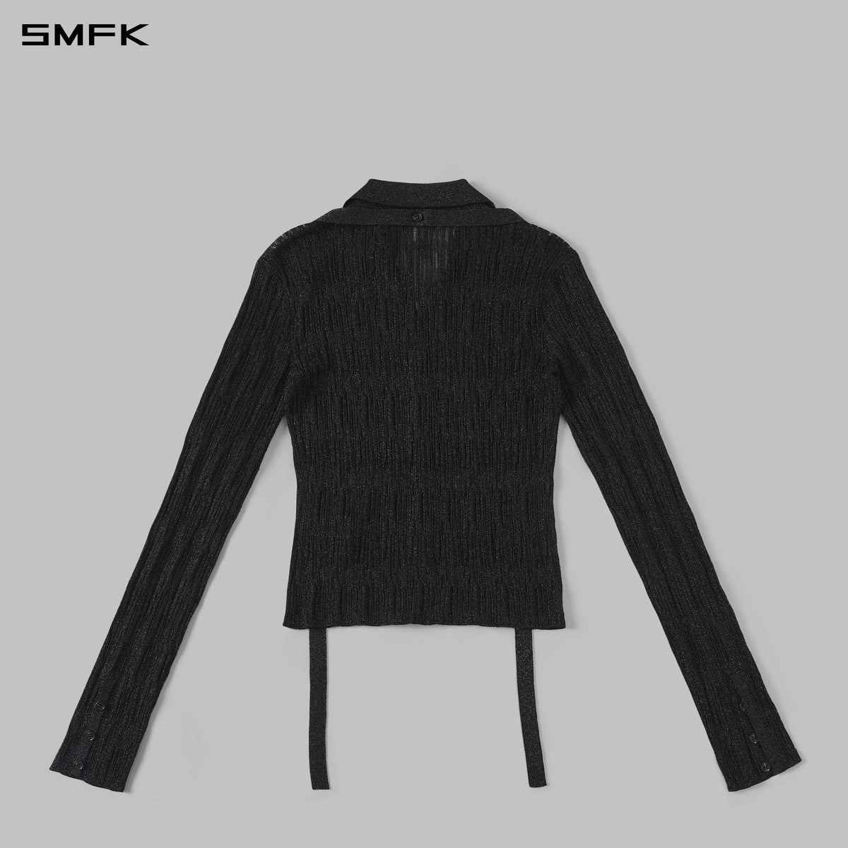MYTH SIREN AURORA EVENING SLIM KNIT SHIRT/METALLIC YARN AURORA BLACK