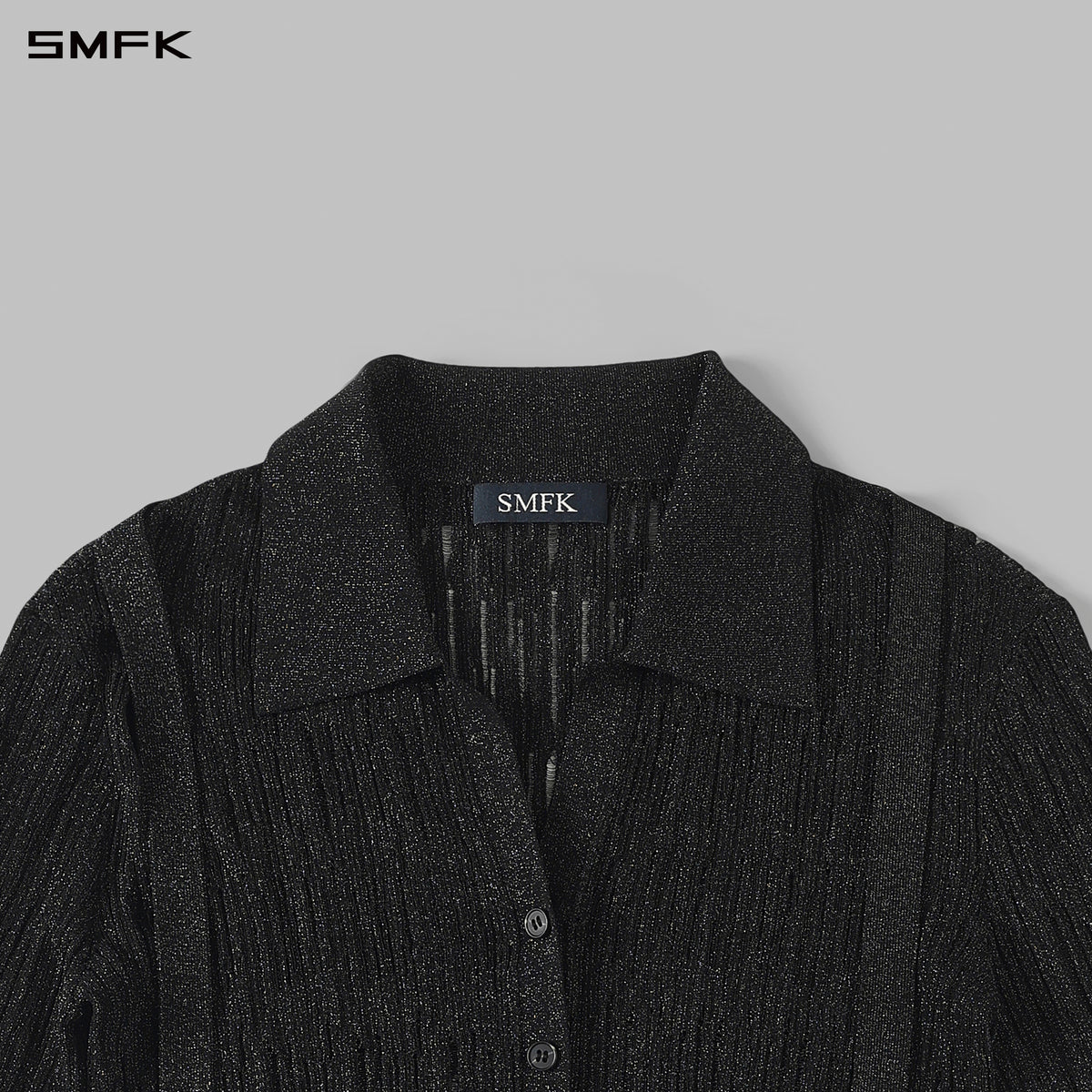 MYTH SIREN AURORA EVENING SLIM KNIT SHIRT/METALLIC YARN AURORA BLACK