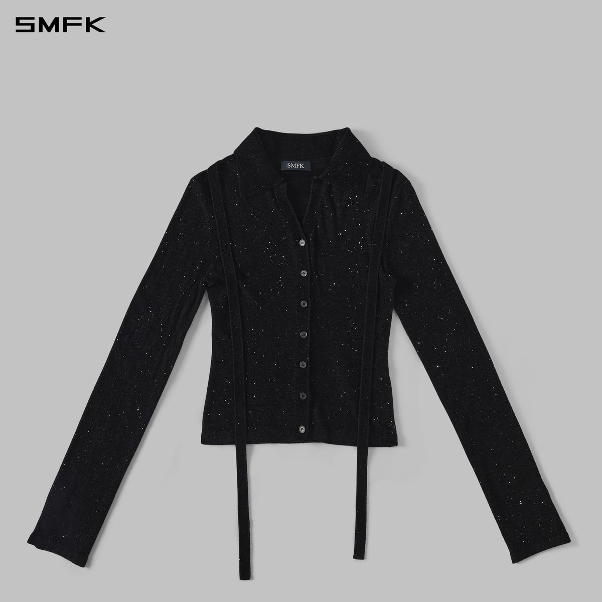 MYTH SIREN GALAXY EVENING SLIM KNIT SHIRT/STARRY VELVET GALAXY BLACK