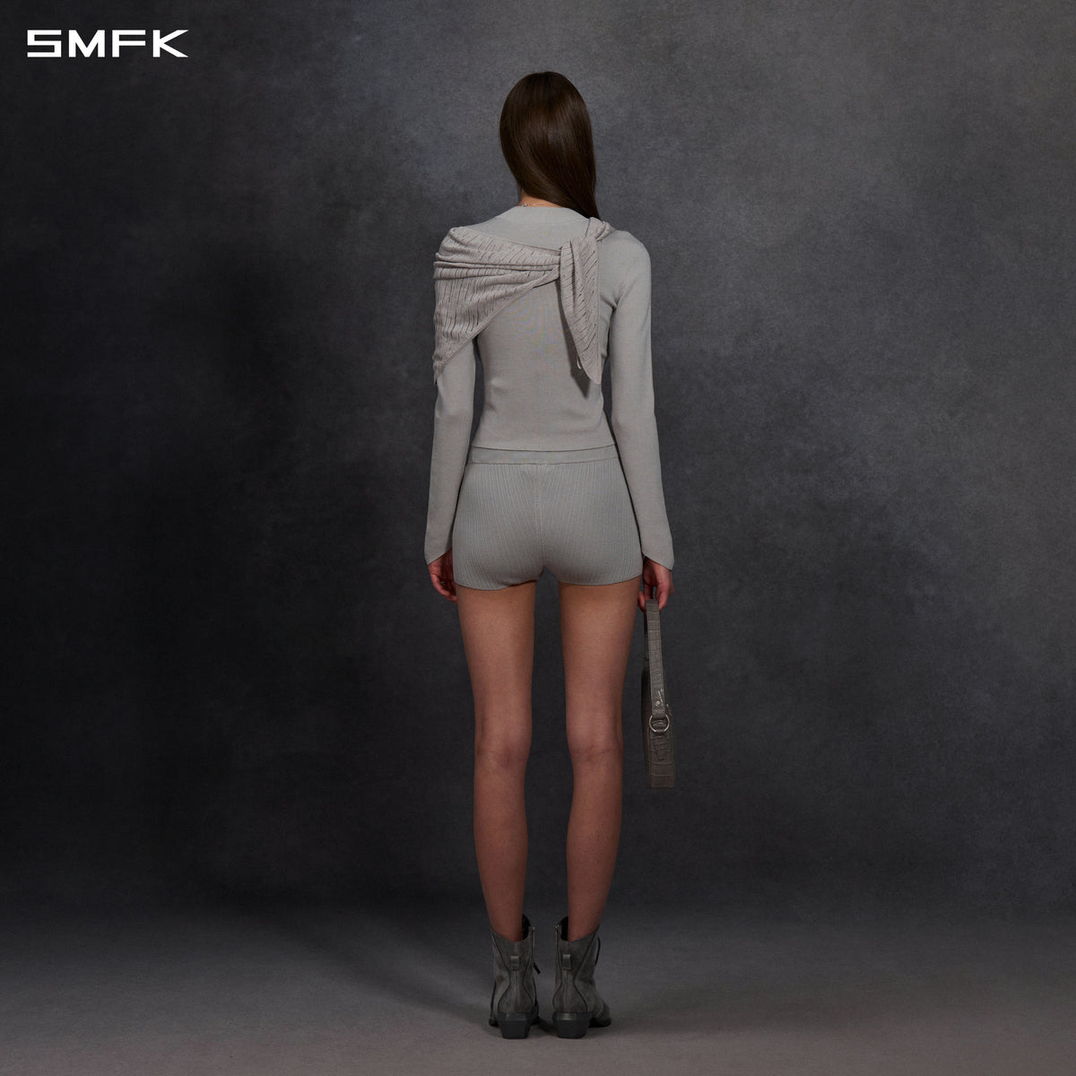MYTH SIREN AURORA EVENING STYLIST SLIM KNIT SHIRT/LENZING TENCEL+SILK+COTTON GLACIER GREY