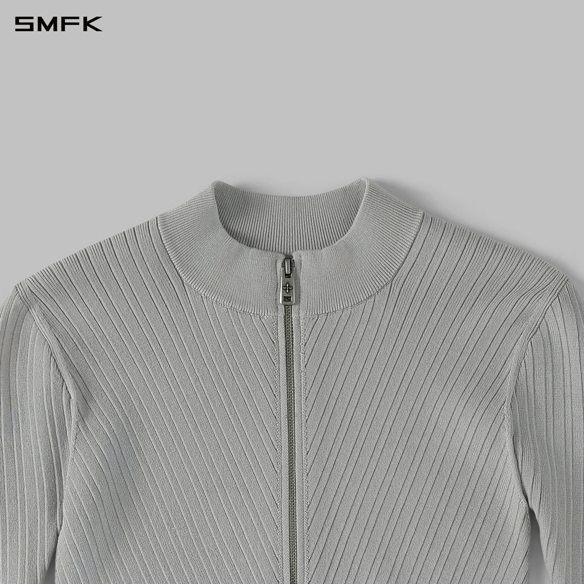MYTH AEOLUS EVENING SLIM COLLAR KNIT JACKET/TENCEL+SILK GLACIER GREY