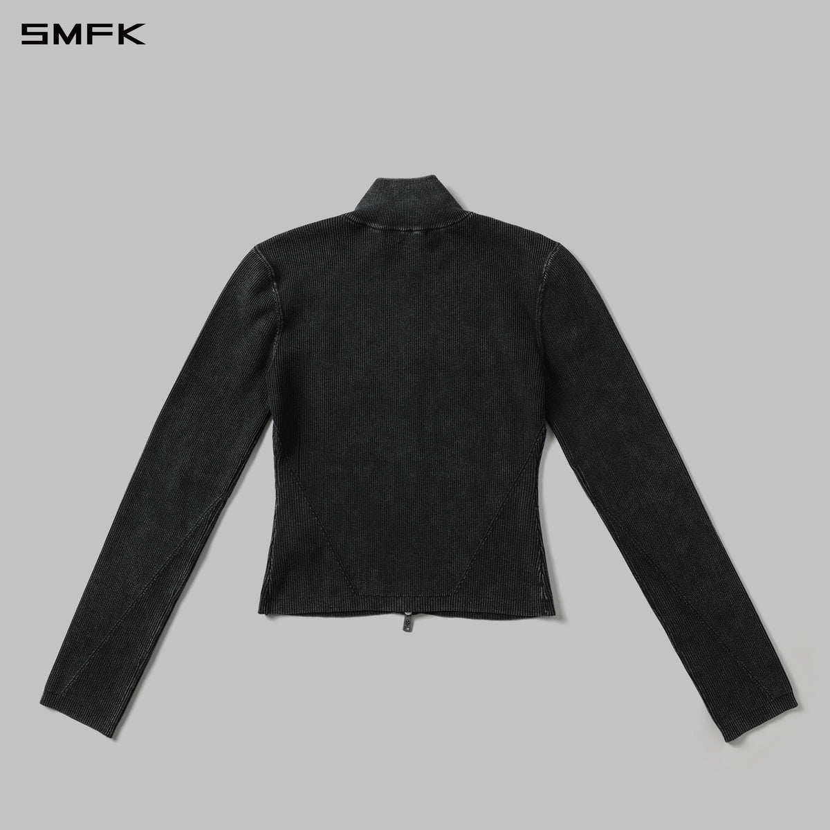 MYTH AEOLUS AURORA SLIM HIGH NECK KNIT JACKET/LS-COTTON/COLD DYE WILD BLACK