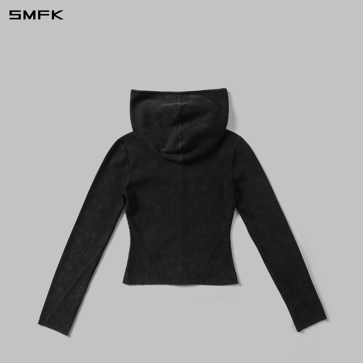 MYTH AEOLUS AURORA SLIM KNIT HOODED JACKET/LS-COTTON/COLD DYE WILD BLACK