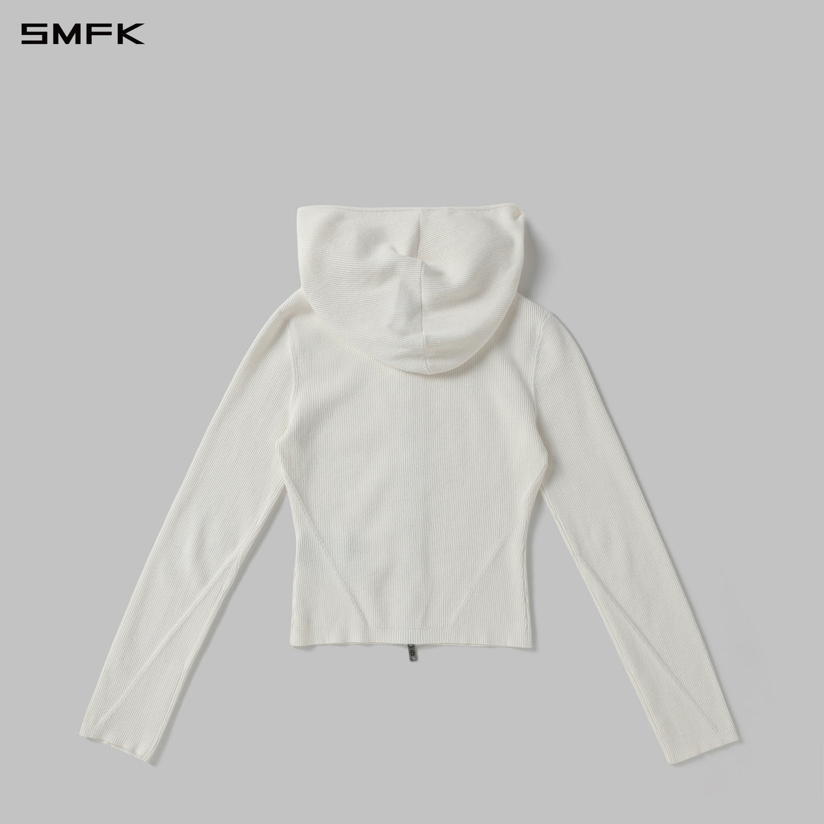 MYTH AEOLUS AURORA SLIM KNIT HOODED JACKET/LS-COTTON/COLD DYE WHITE GREY