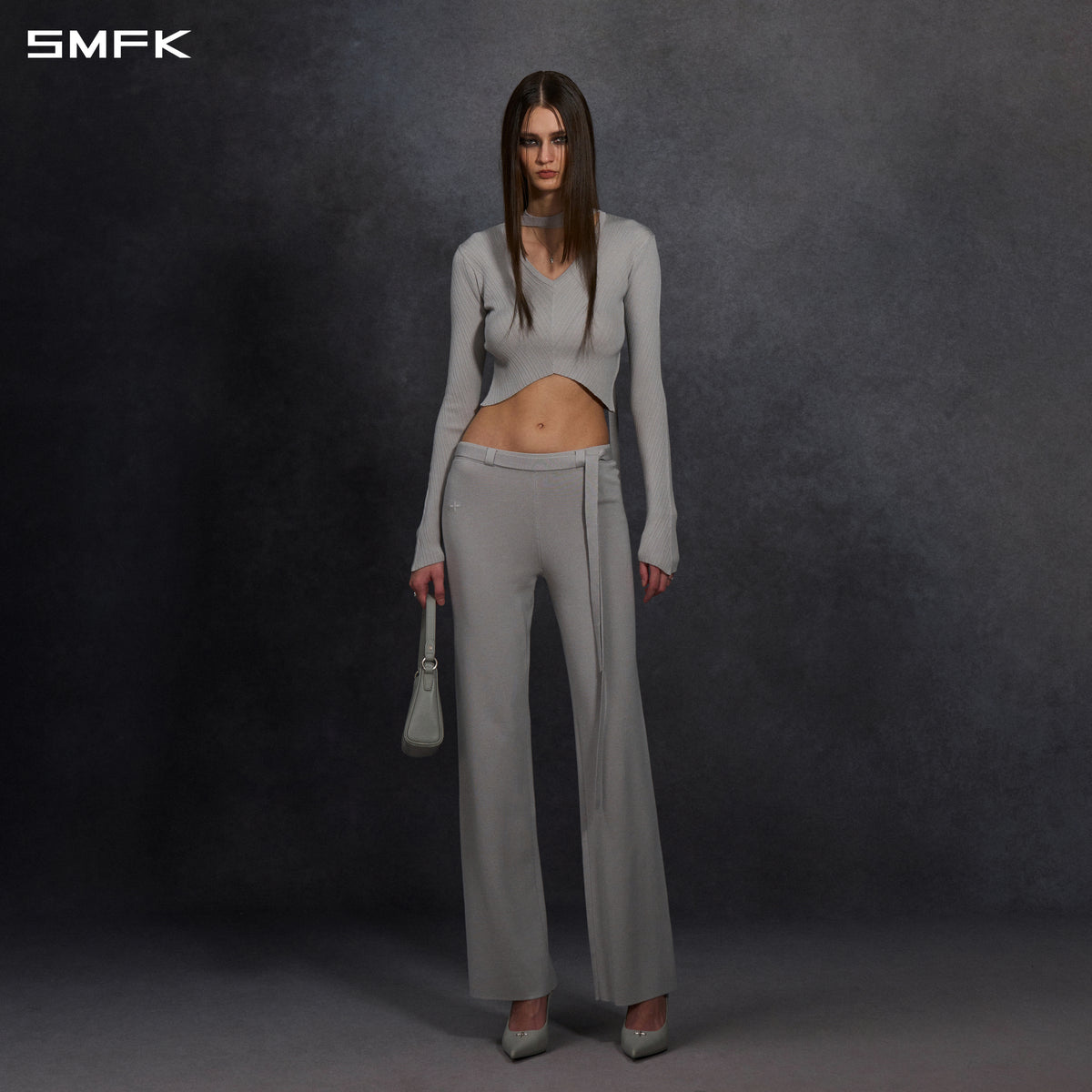 MYTH AEOLUS SYMMETRY EVENING KNIT PULLOVER/LENZING TENCEL+SILK+COTTON GLACIER GREY