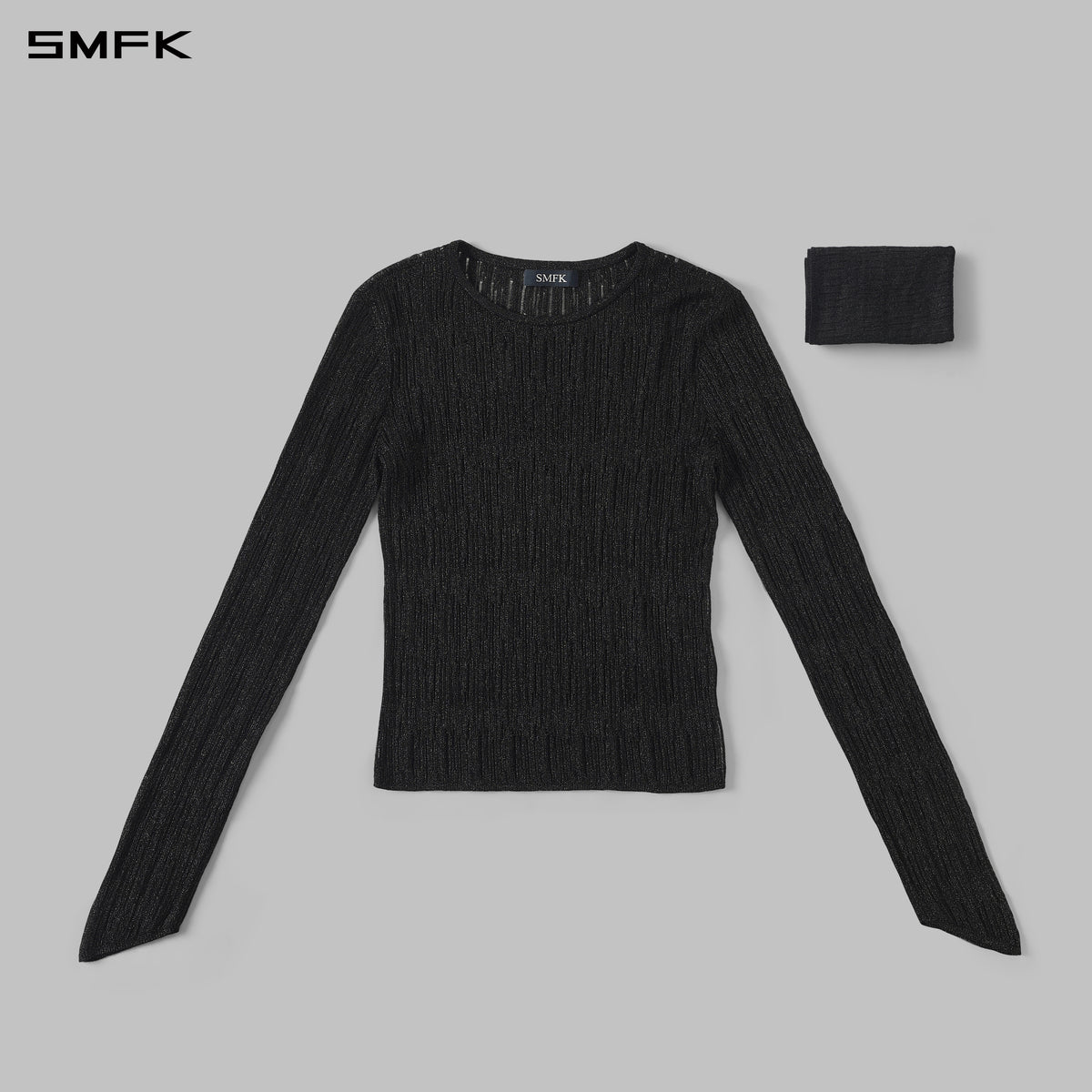 MYTH SIREN AURORA EVENING STYLIST SLIM KNIT SHIRT/METALLIC YARN AURORA BLACK