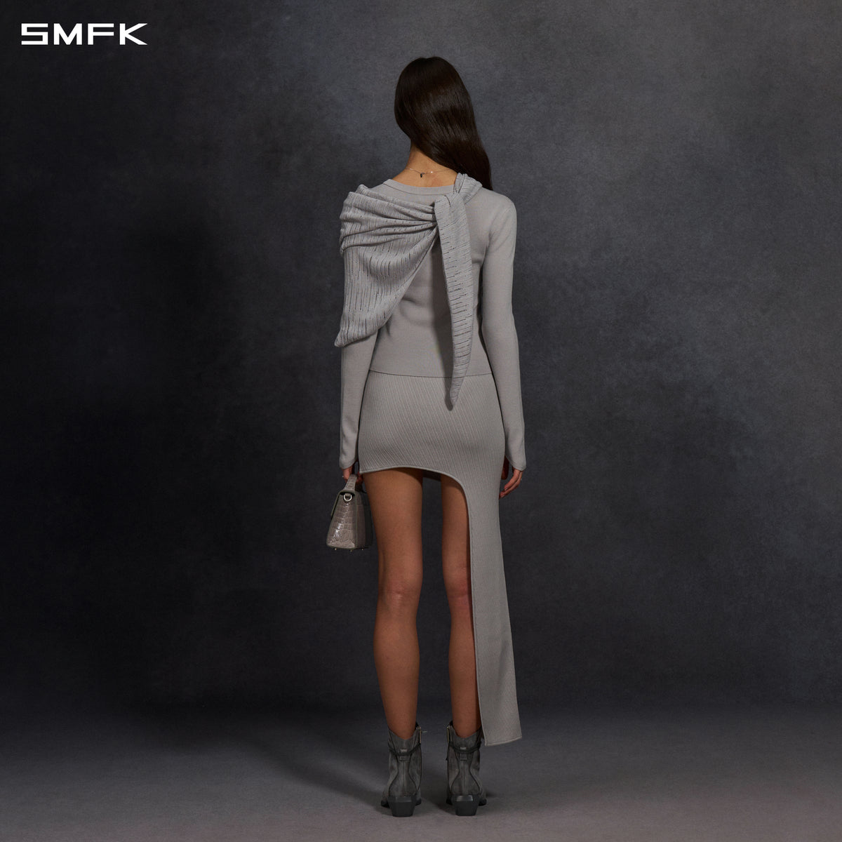 MYTH SIREN AURORA EVENING STYLIST SLIM KNIT SHIRT/LENZING TENCEL+SILK+COTTON GLACIER GREY
