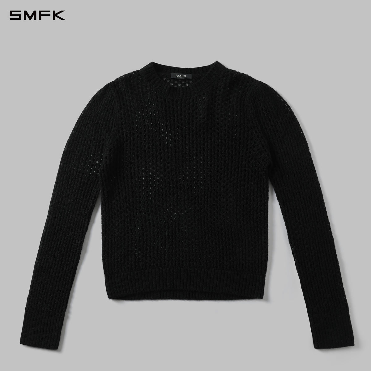 MUSE LOOSE MESH SWEATER/ALPACA FIBER+WOOL+NYLON CHARCOAL BLACK