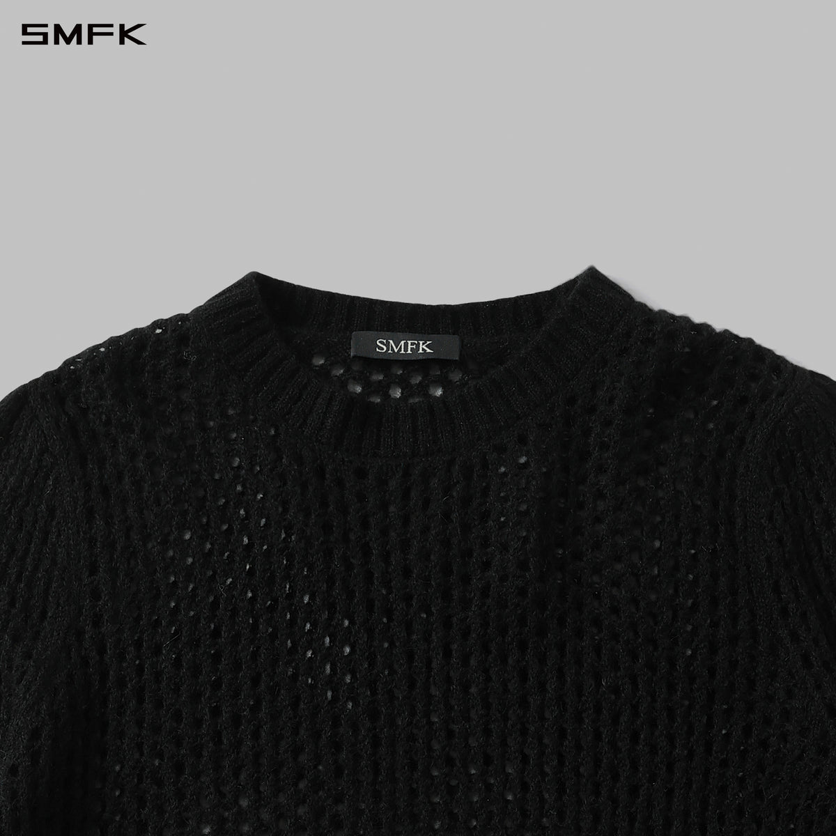 MUSE LOOSE MESH SWEATER/ALPACA FIBER+WOOL+NYLON CHARCOAL BLACK