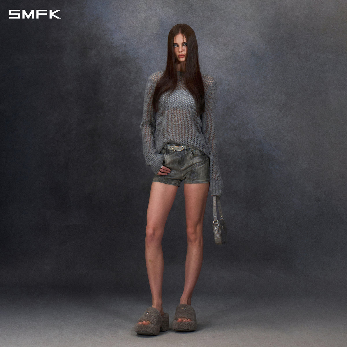 MUSE LOOSE MESH SWEATER/ALPACA FIBER+WOOL+NYLON WOOL GREY
