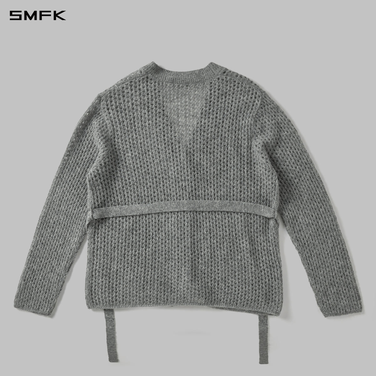 MUSE LOOSE MESH KNIT BATHROBE CARDIGAN/ALPACA FIBER+WOOL+NYLON+/U GLACIER GREY