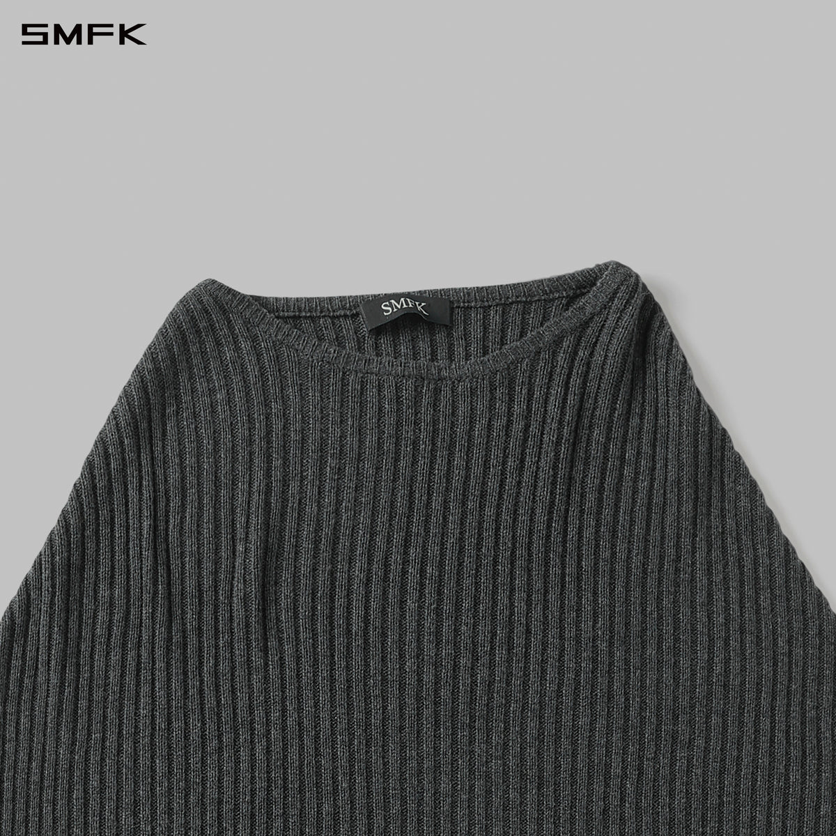 MOROCCAN KNIT WRAP/COTTON+WOOL/U CHARCOAL BLACK