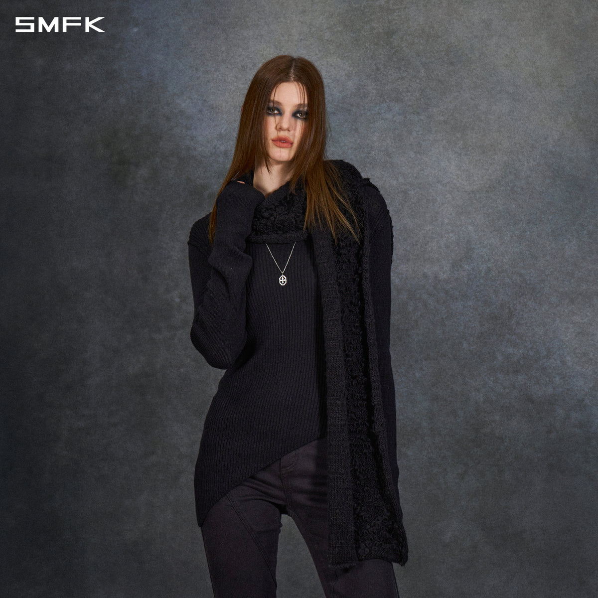 PLAID LONG SCARF WILD BLACK