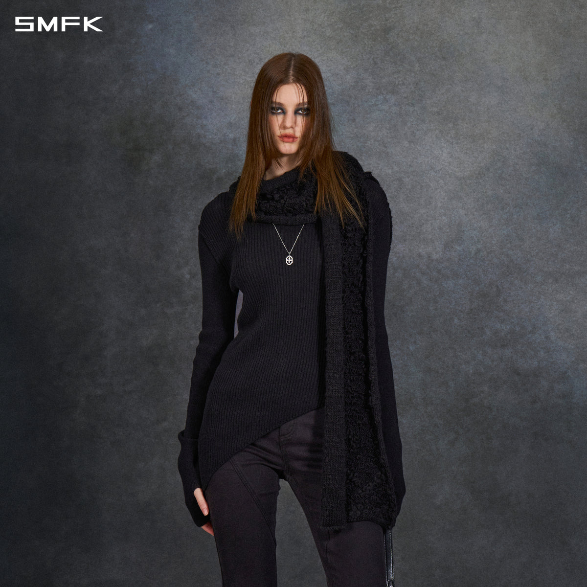 PLAID LONG SCARF WILD BLACK
