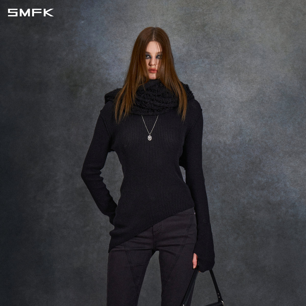 PLAID LONG SCARF WILD BLACK