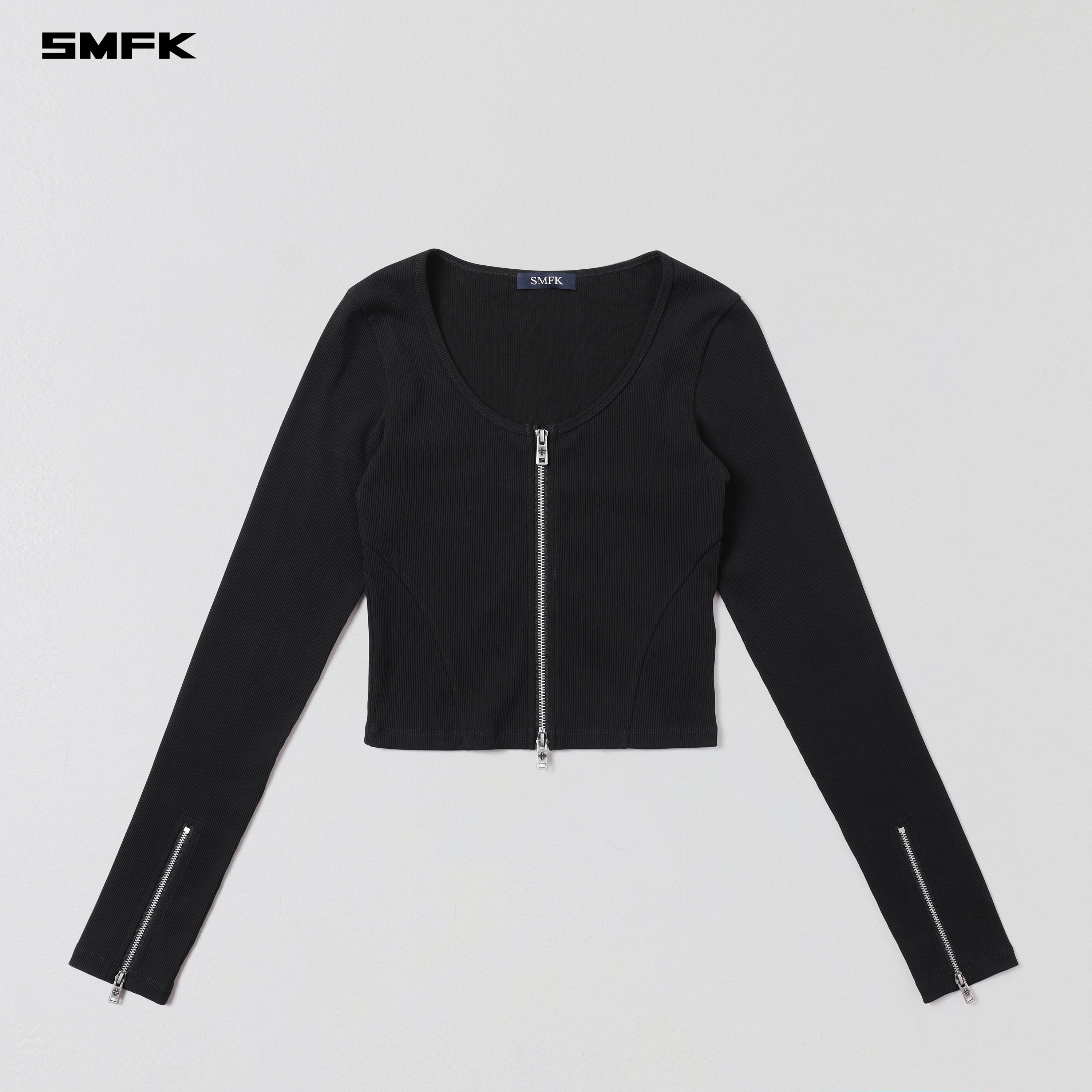 VINTAGE NOMADIC SLIM ZIP PULLOVER/LONG-STAPLE COTTON WILD BLACK