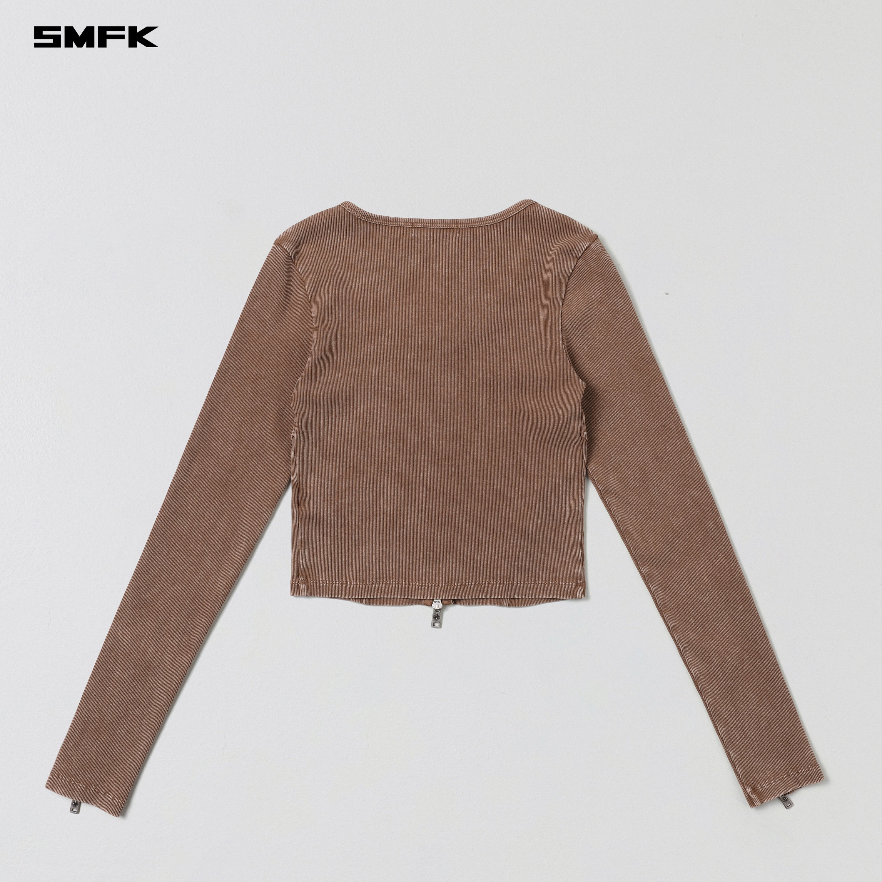 VINTAGE NOMADIC SLIM ZIP PULLOVER/LONG-STAPLE COTTON VANISH BROWN
