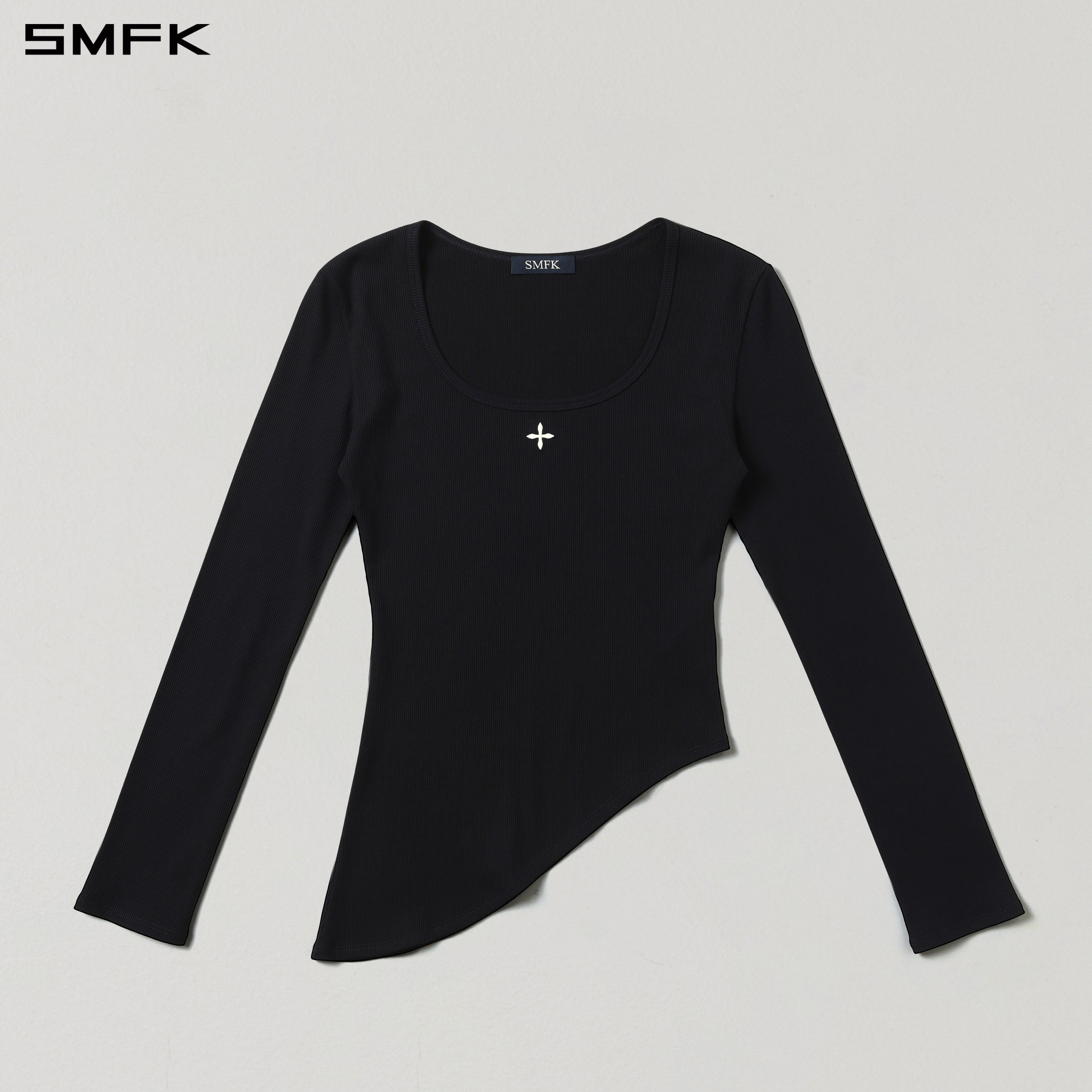 VINTAGE NOMADIC SILK ASYMMETRY PULLOVER/SILK+COTTON WILD BLACK