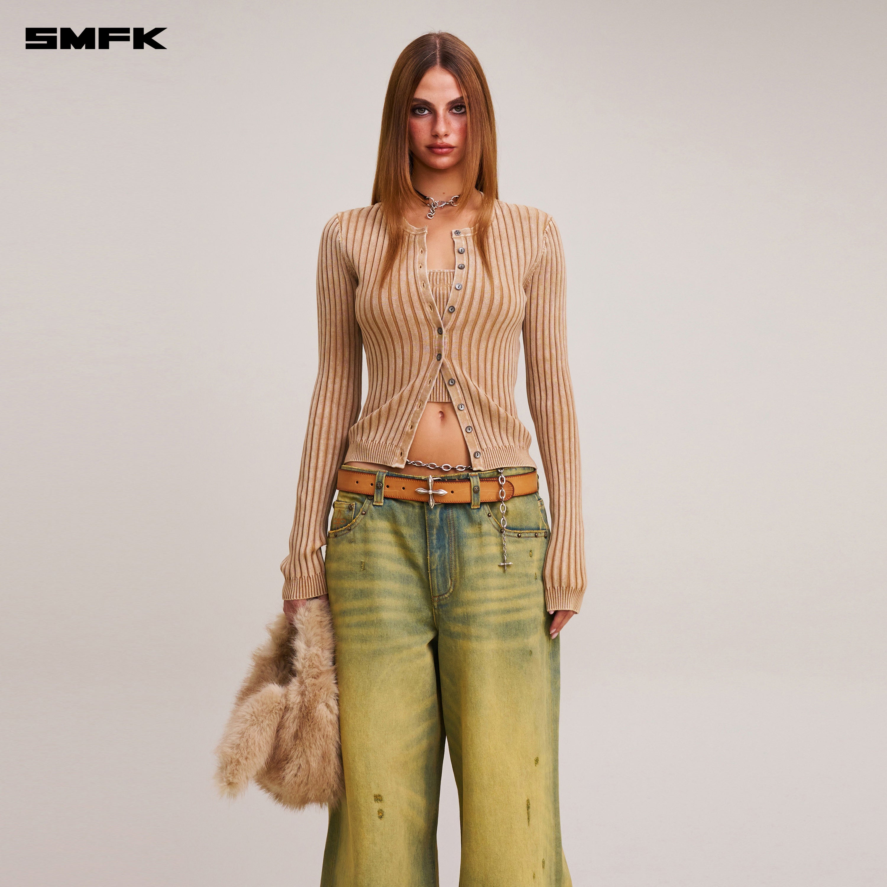 VINTAGE-SAVAGE KNIT CARDIGAN/STONE WASH VANISH SAND