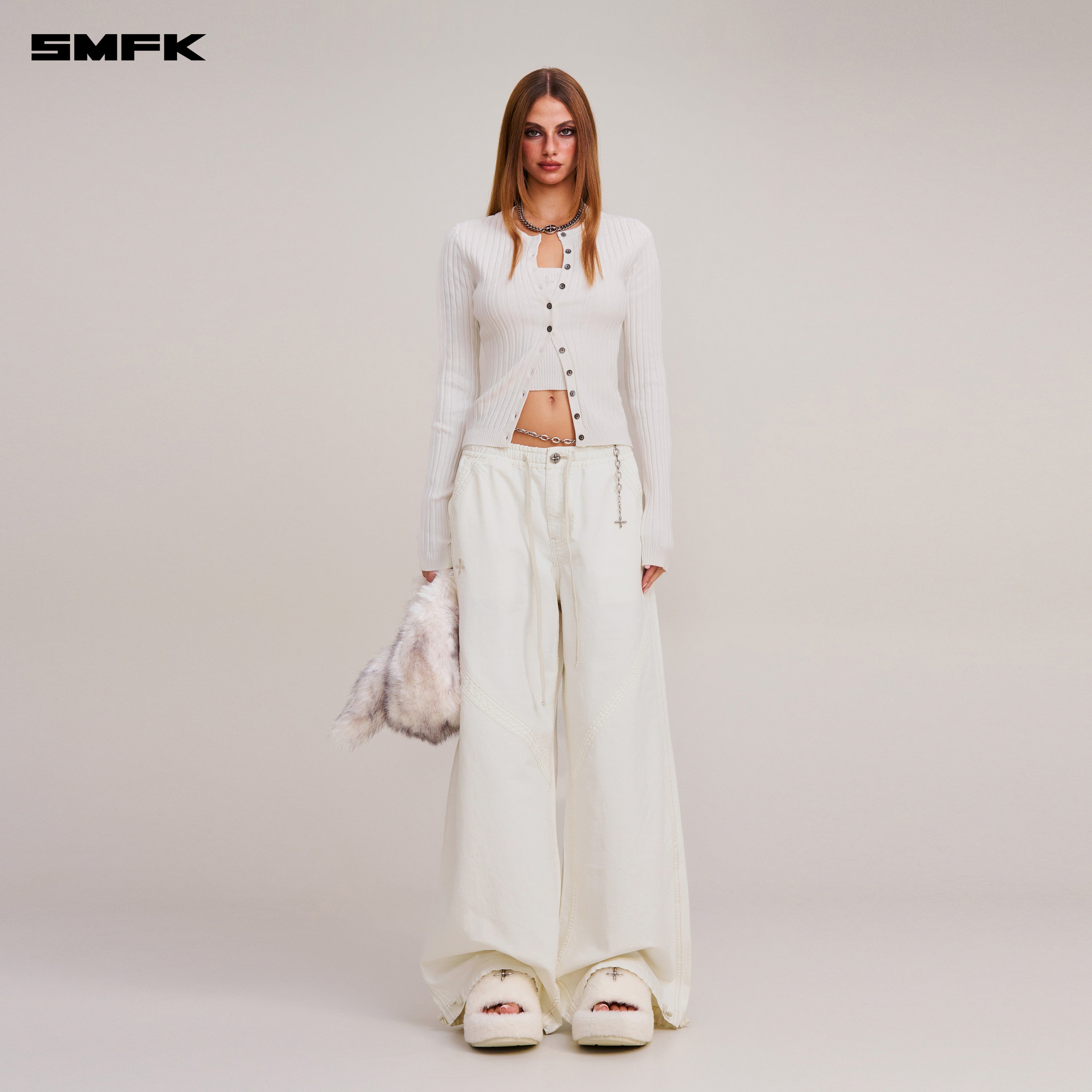 VINTAGE-SAVAGE KNIT CARDIGAN/STONE WASH SNOW MOUNTAIN WHITE