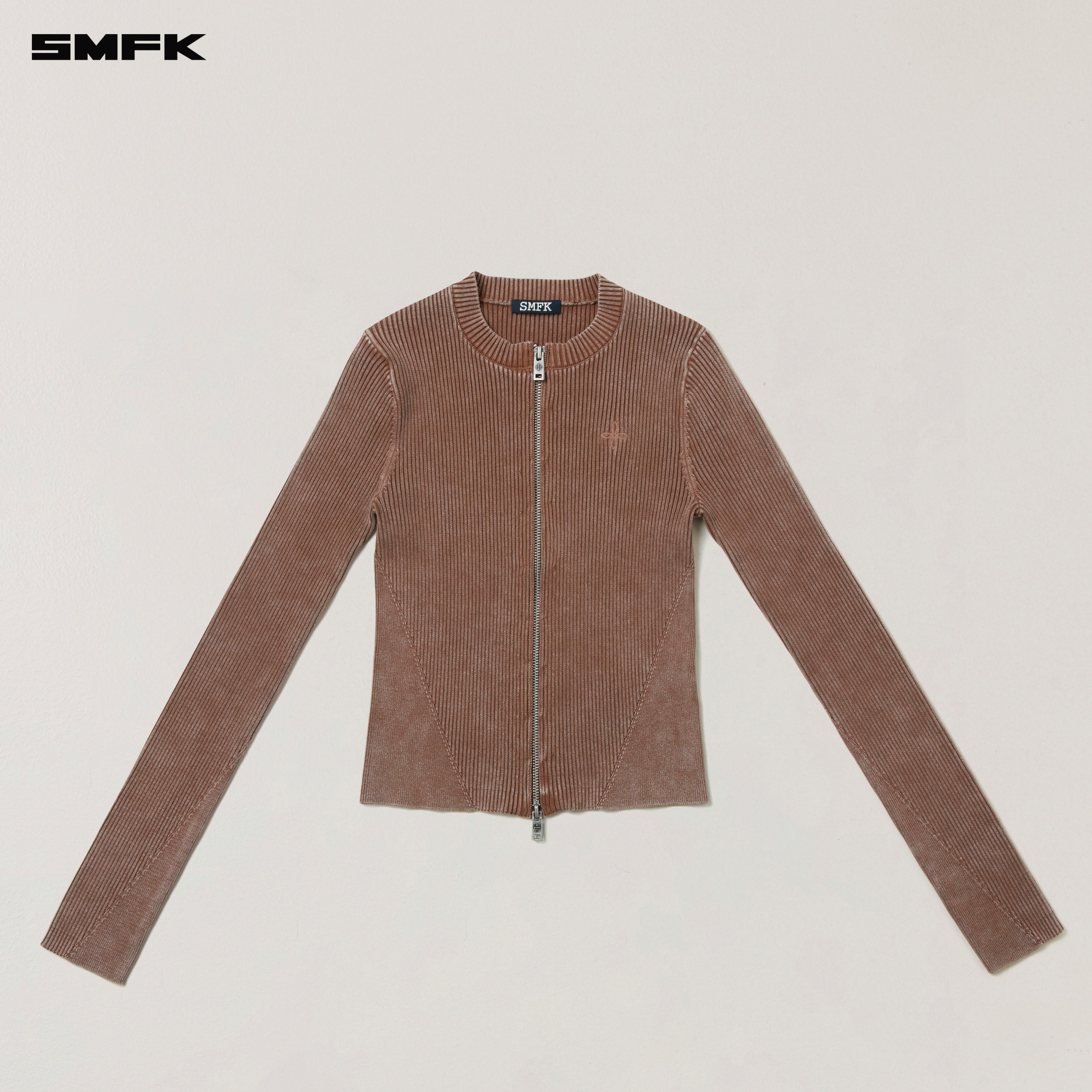 VINTAGE-SAVAGE ZIP KNIT CARDIGAN/STONE WASH VANISH BROWN