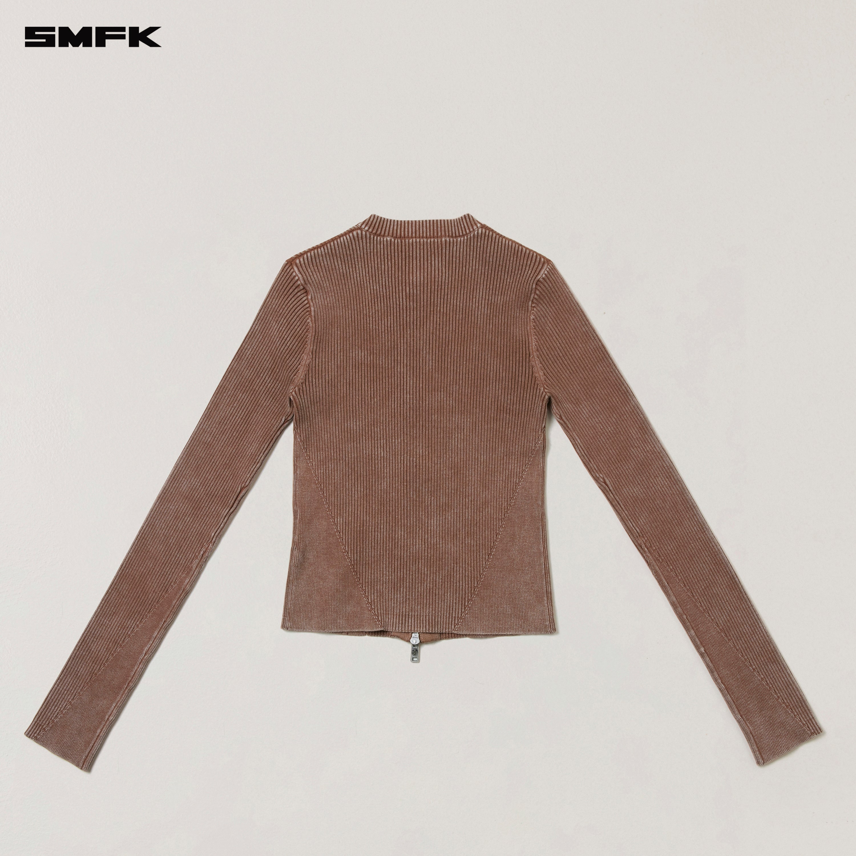 VINTAGE-SAVAGE ZIP KNIT CARDIGAN/STONE WASH VANISH BROWN
