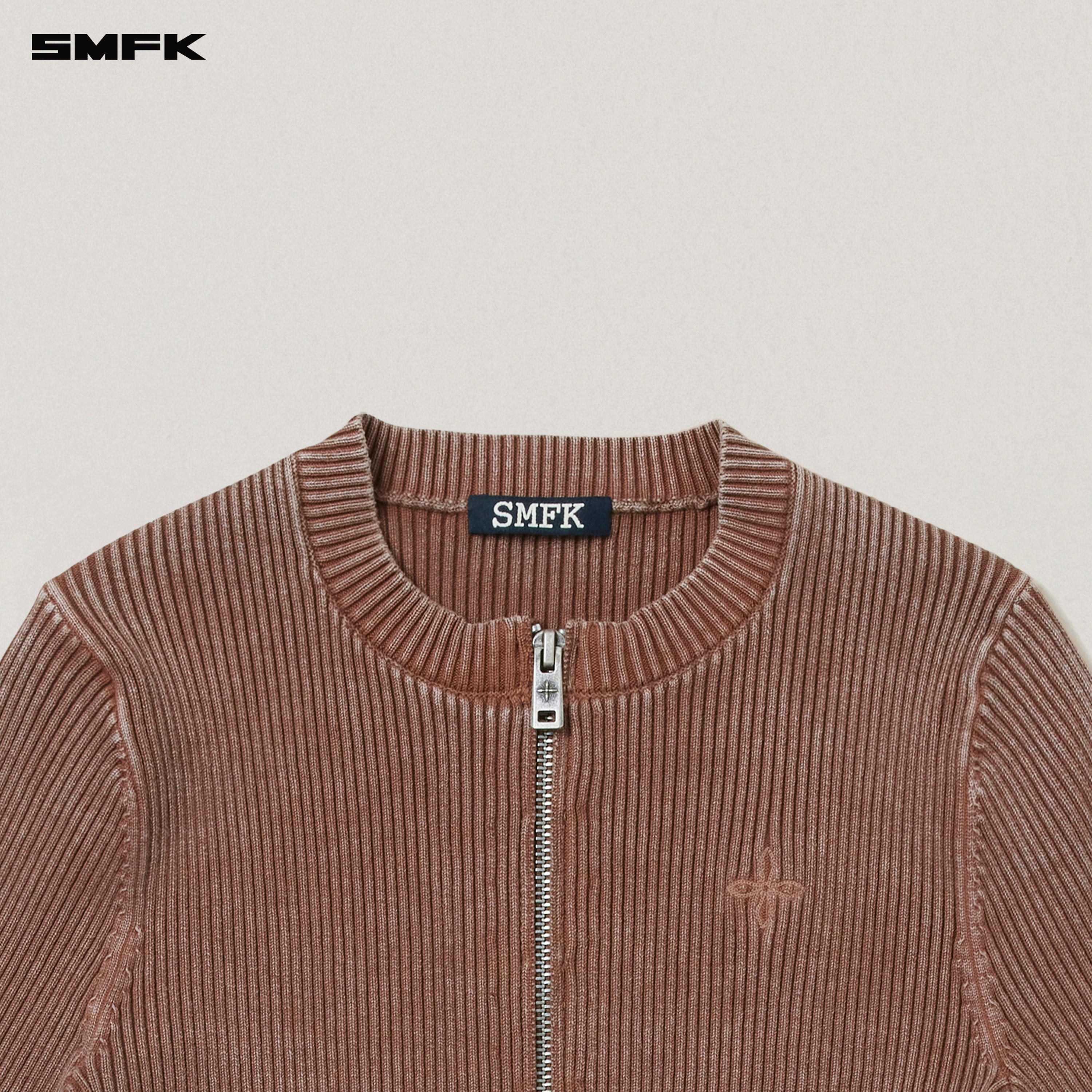 VINTAGE-SAVAGE ZIP KNIT CARDIGAN/STONE WASH VANISH BROWN