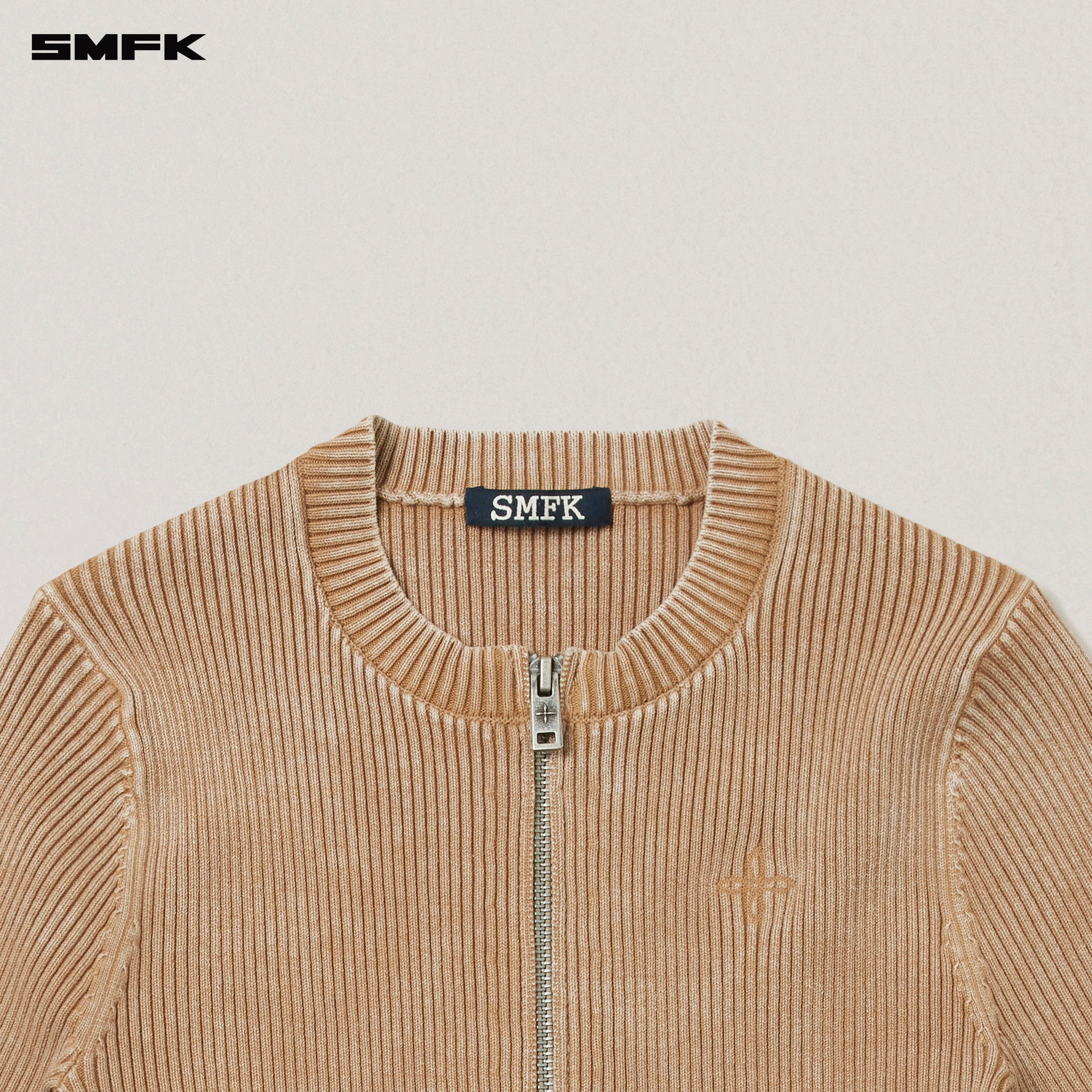 VINTAGE-SAVAGE ZIP KNIT CARDIGAN/STONE WASH VANISH SAND