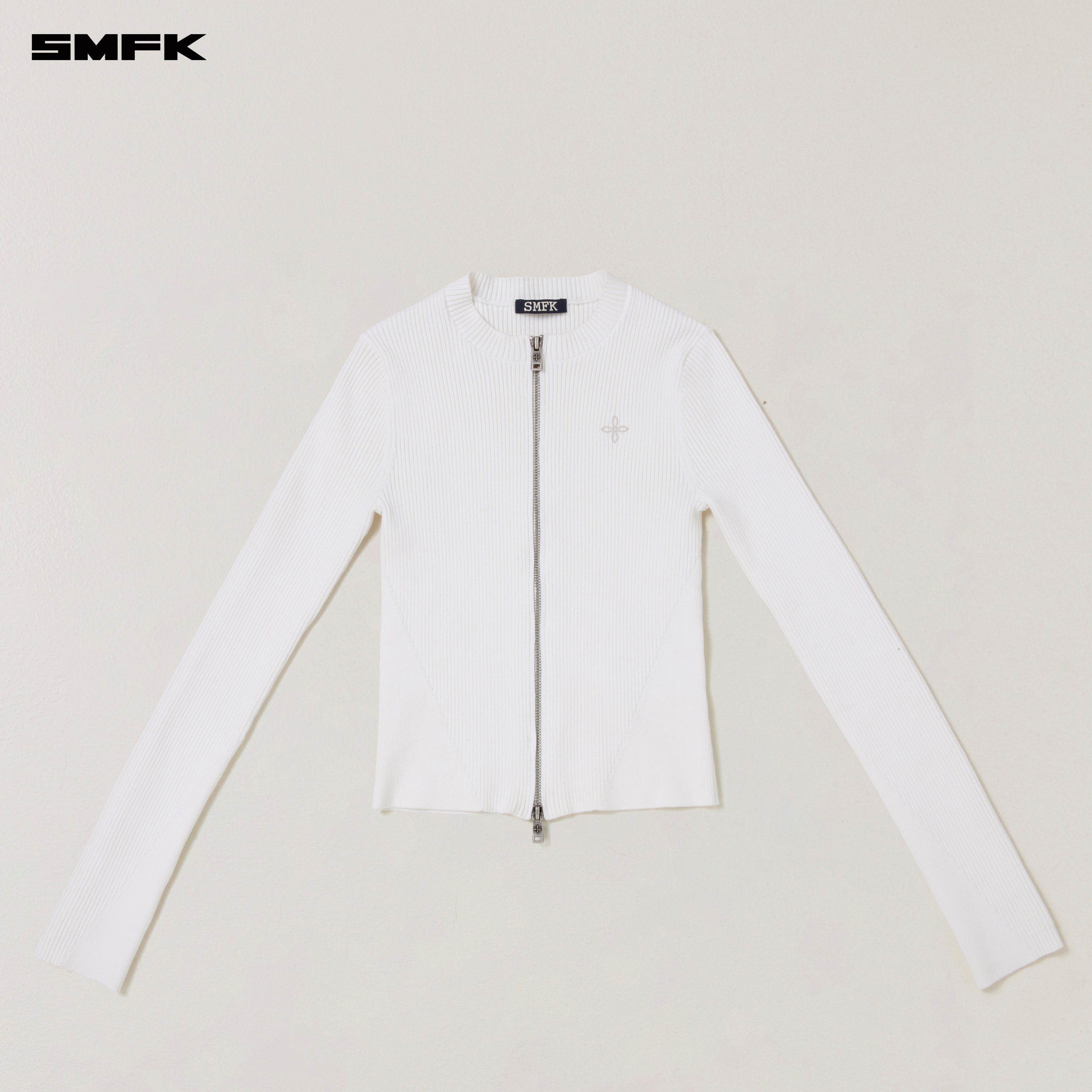 VINTAGE-SAVAGE ZIP KNIT CARDIGAN/STONE WASH VANISH WHITE