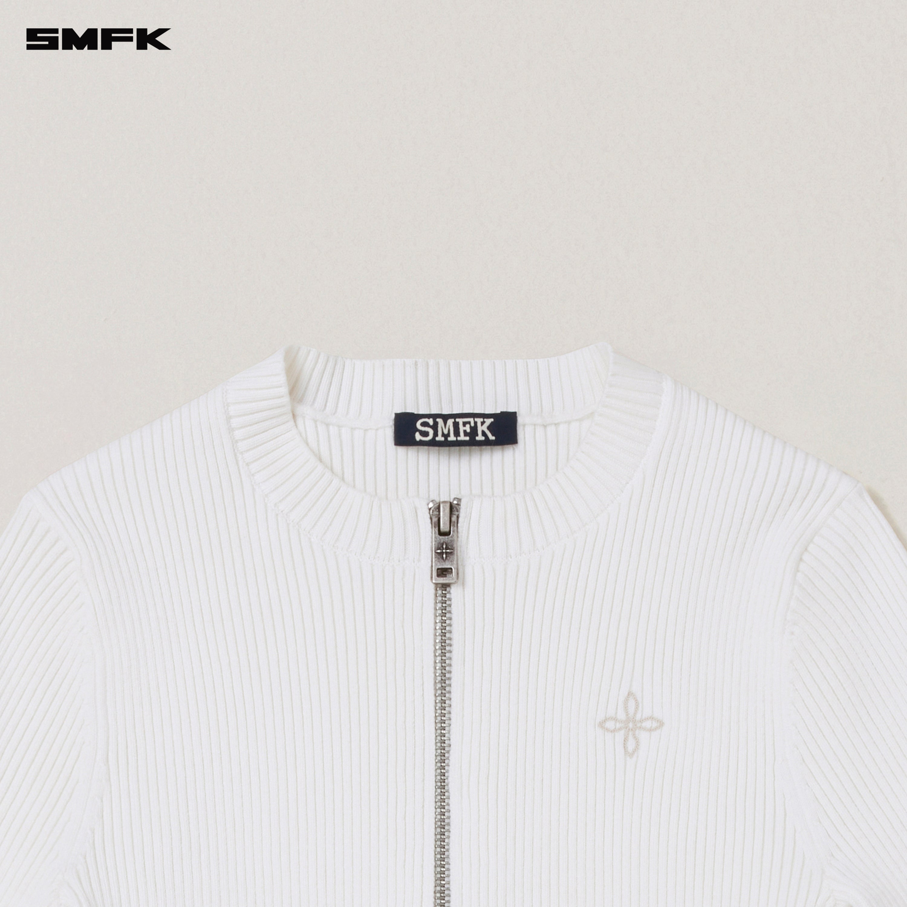 VINTAGE-SAVAGE ZIP KNIT CARDIGAN/STONE WASH VANISH WHITE