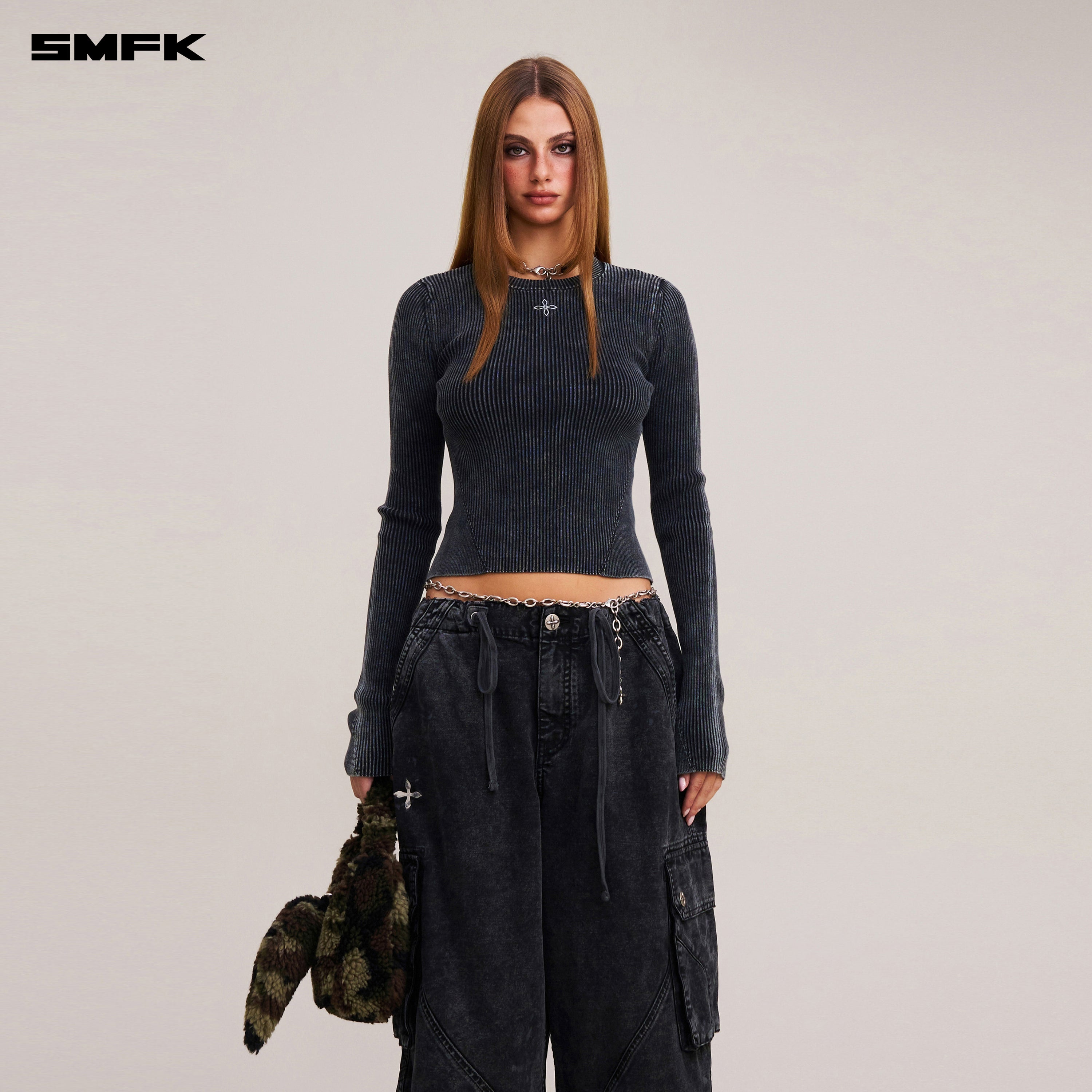 VINTAGE-SAVAGE KNIT PULLOVER/STONE WASH VANISH BLACK