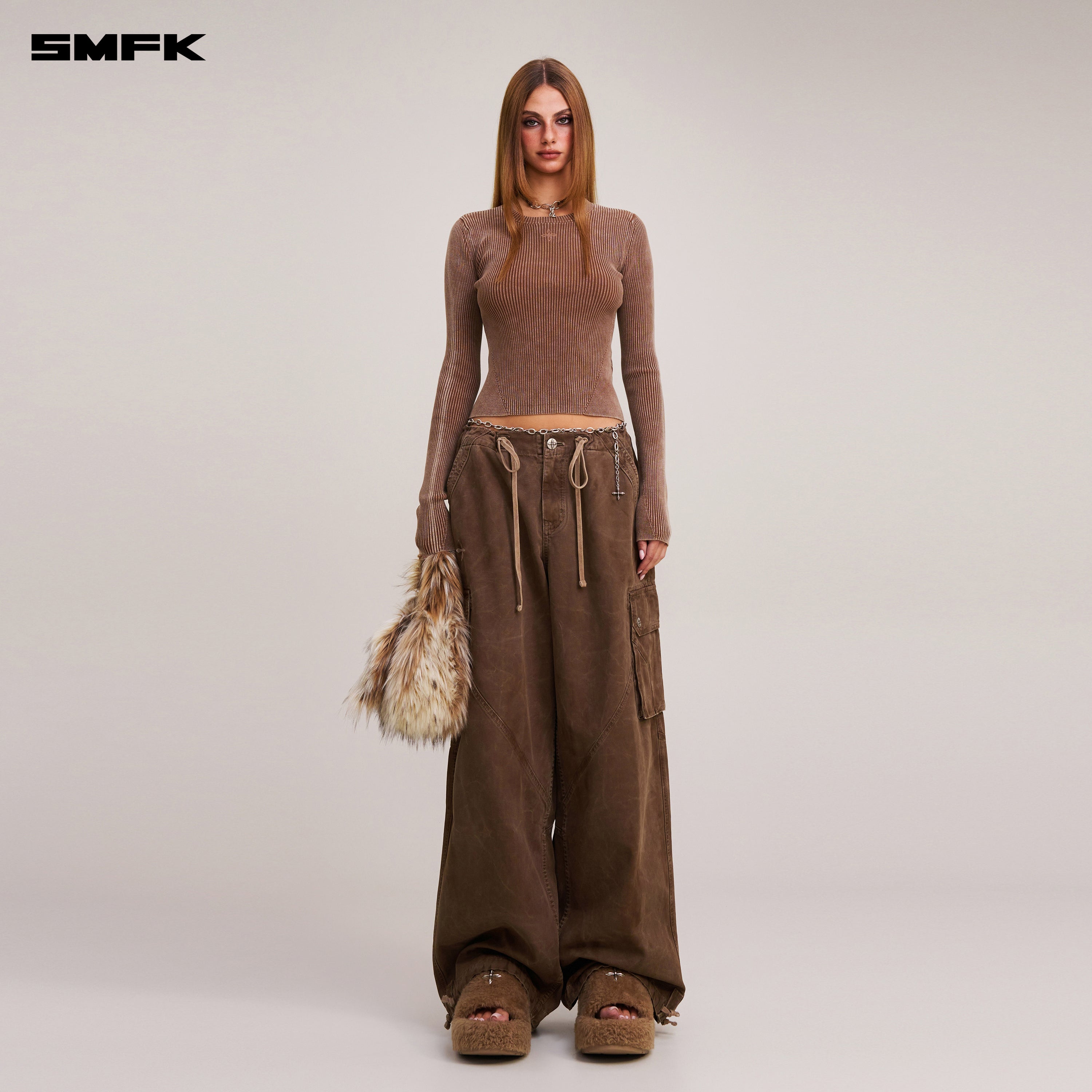 VINTAGE-SAVAGE KNIT PULLOVER/STONE WASH VANISH BROWN